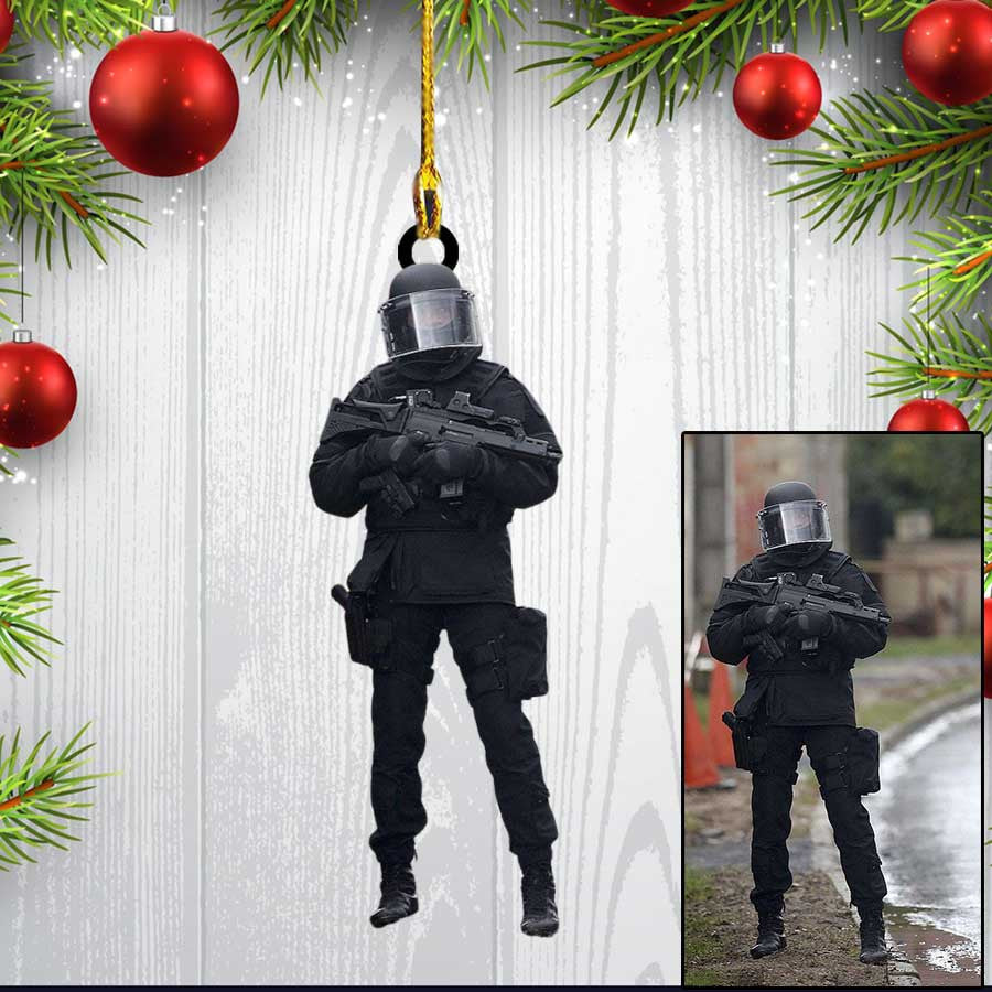 Custom Photo Police Acrylic Ornament for Policeman/ Custom Shaped Police Ornament for Dad