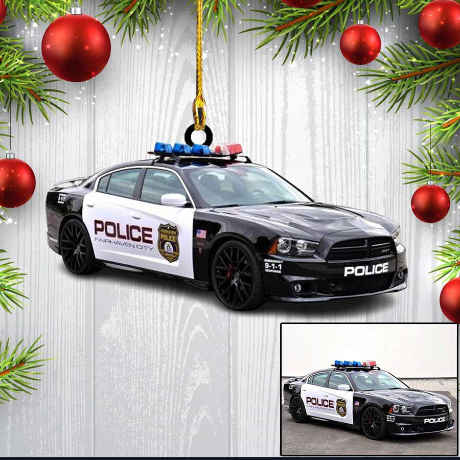 Custom Photo Police Car Ornament for Policeman/ Custom Shaped Acrylic Police Ornament for Him