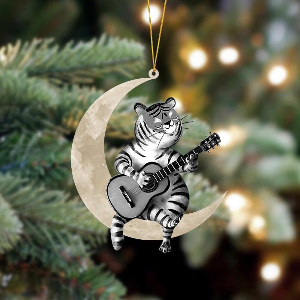 Tiger Sits On The Moon Hanging Flat Acrylic Ornament