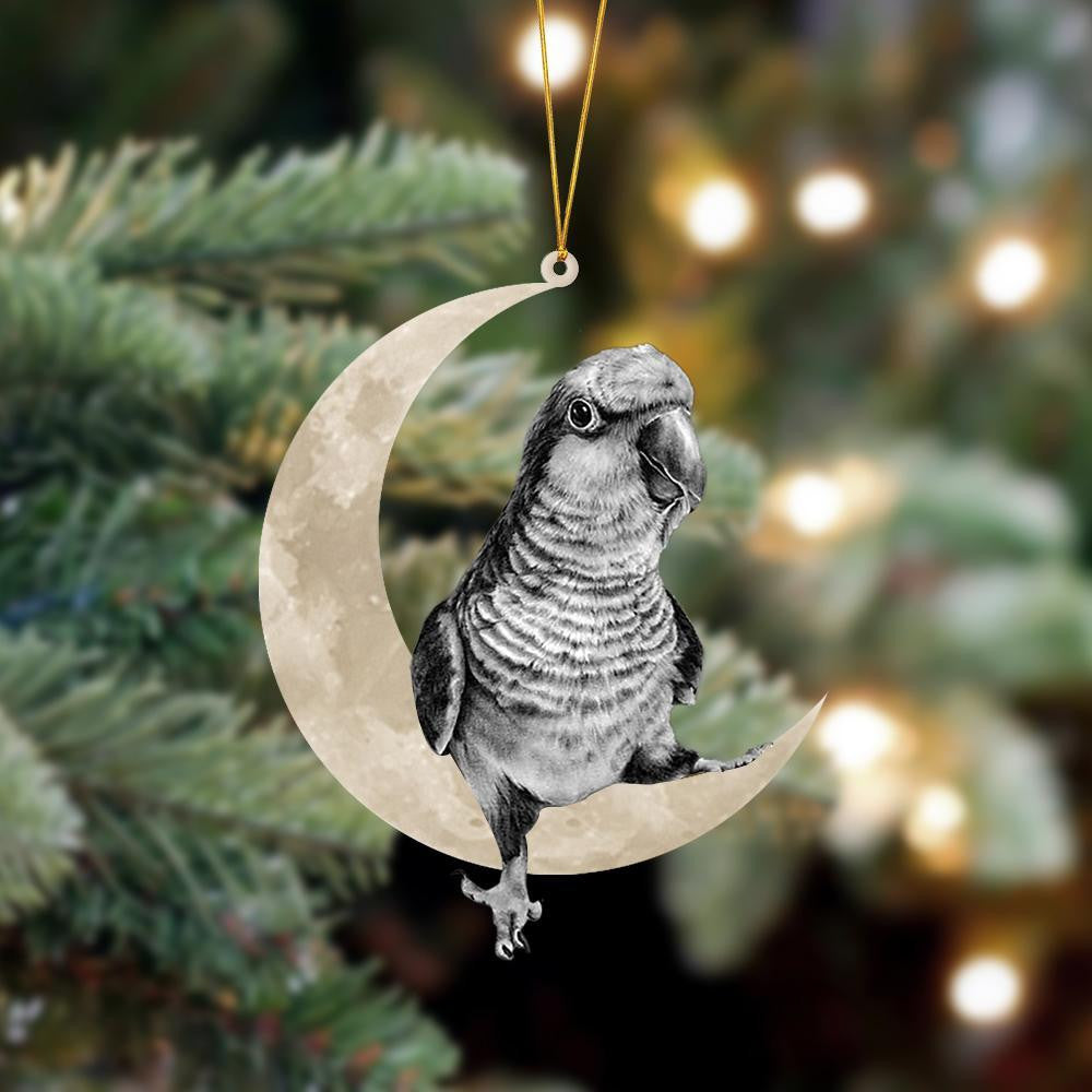 Parrot Sits On The Moon Hanging Flat Acrylic Ornament