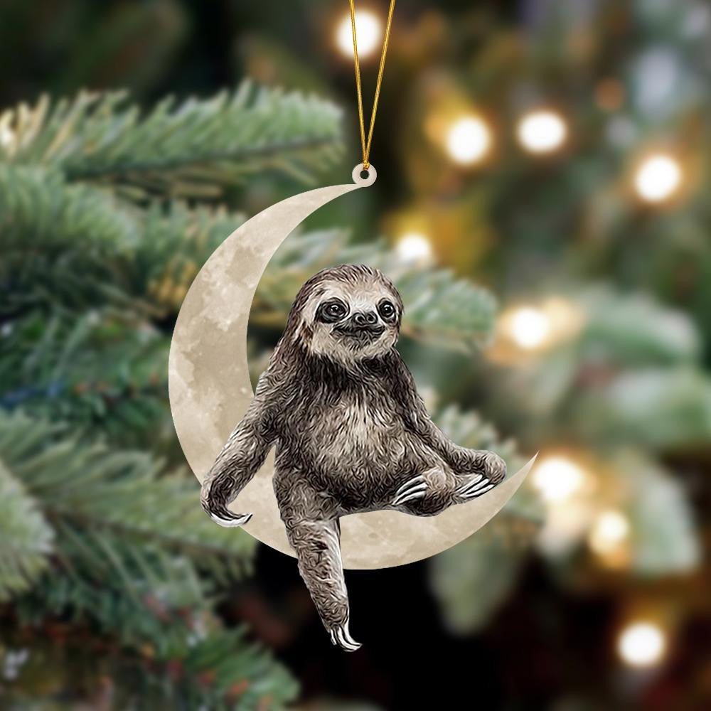 Sloth Sits On The Moon Hanging Flat Acrylic Ornament