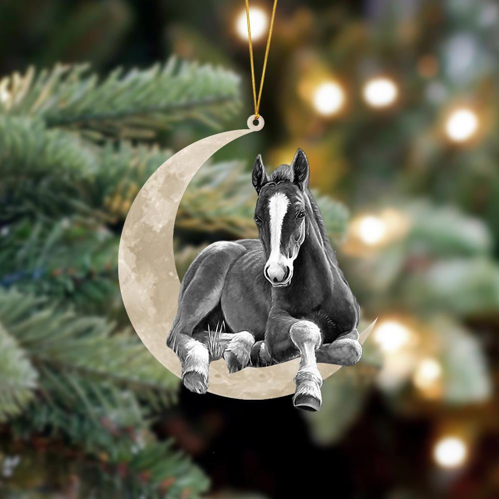 Horse Sits On The Moon Hanging Flat Acrylic Ornament