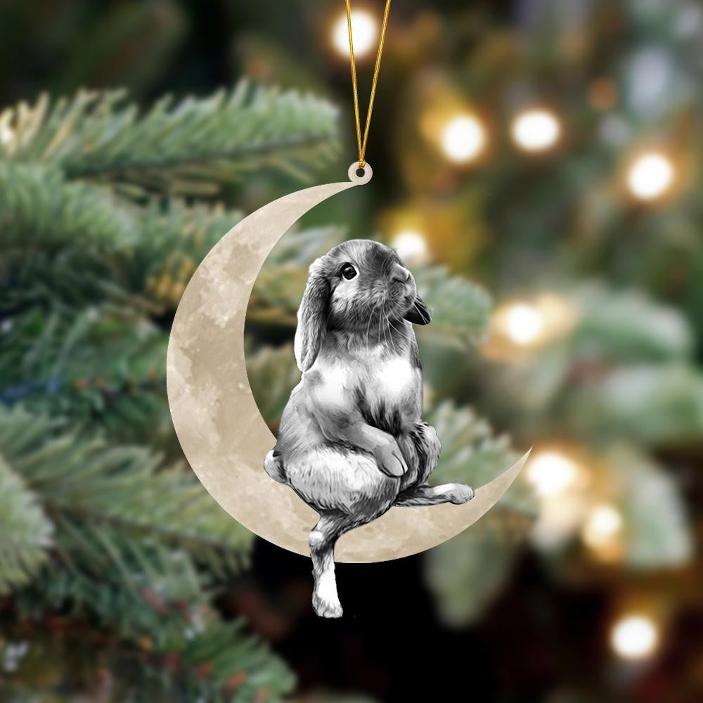 Rabbit Sits On The Moon Hanging Flat Acrylic Ornament