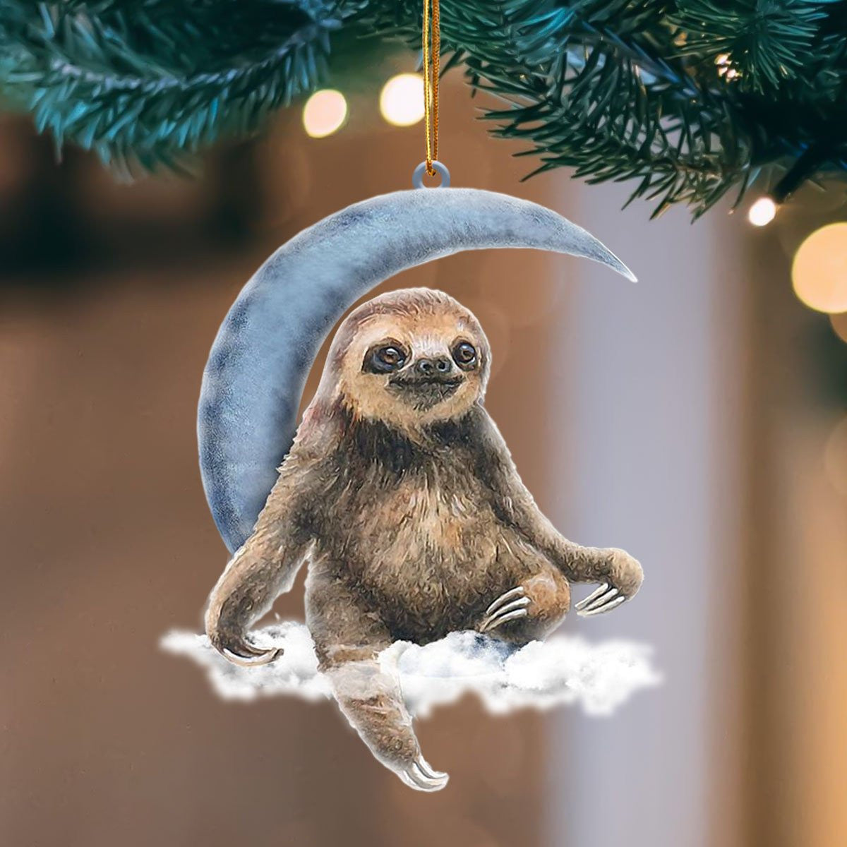 Sloth Blue Moon Hanging Flat Acrylic Ornament