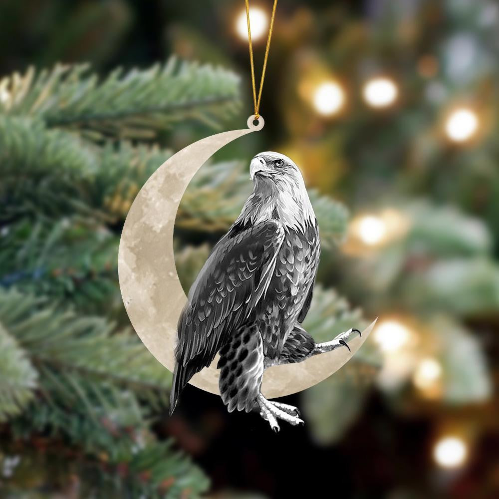 Eagle Sits On The Moon Hanging Flat Acrylic Ornament