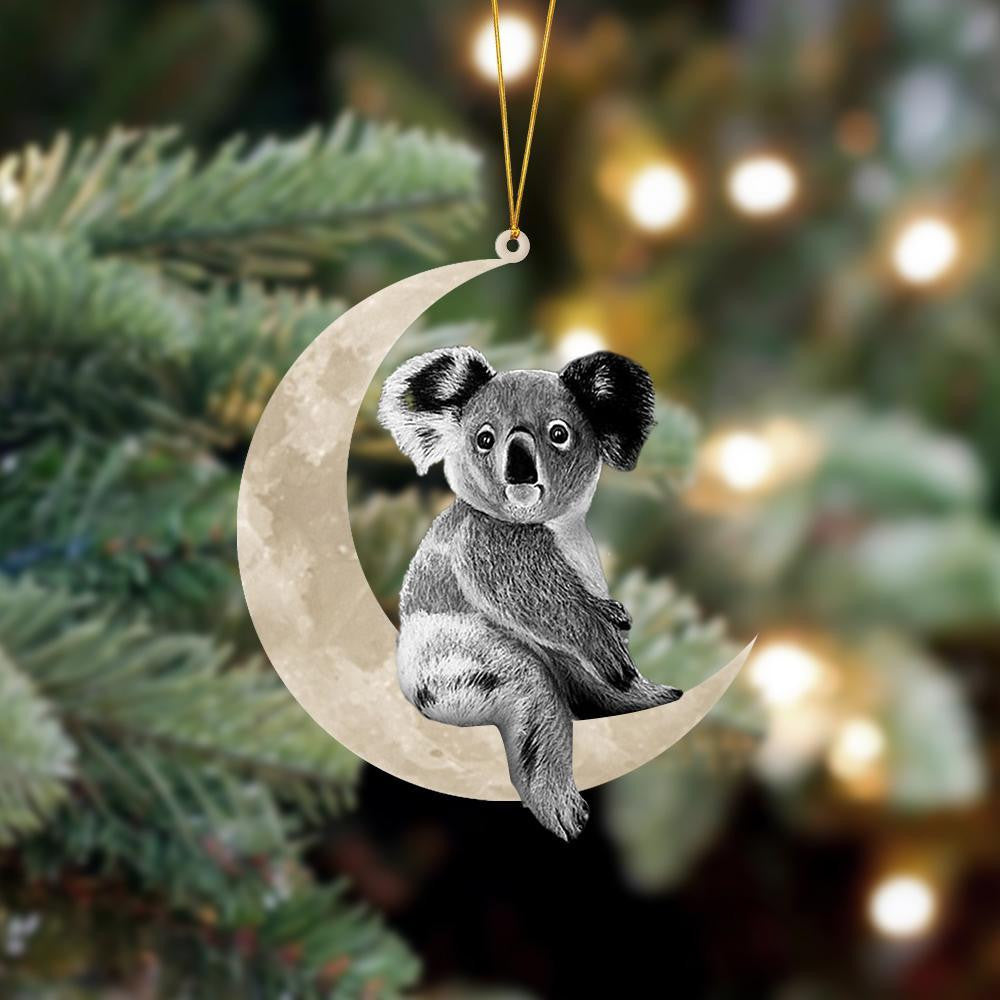Koala Sits On The Moon Hanging Flat Acrylic Ornament