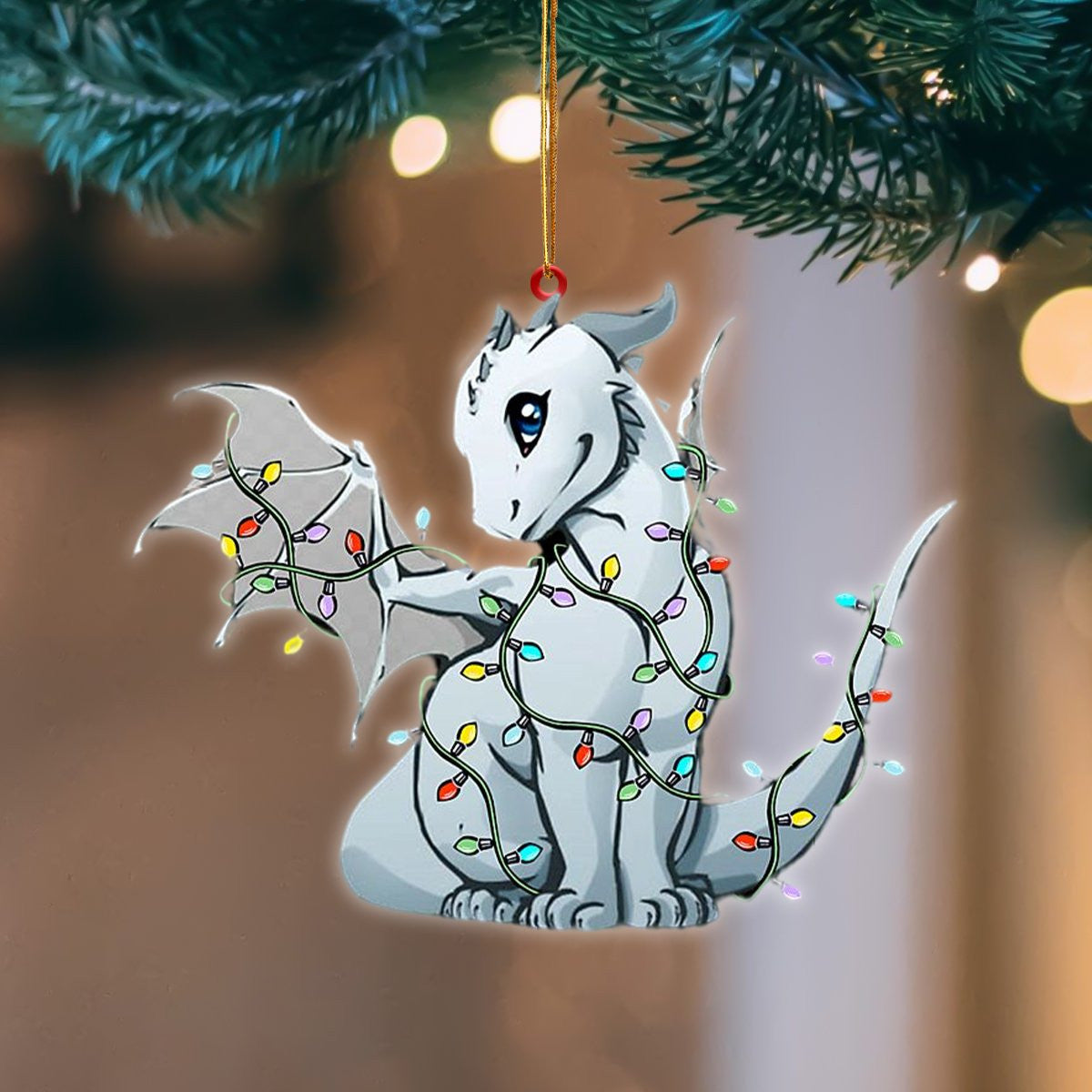 Dragon Christmas Light Hanging Flat Acrylic Ornament
