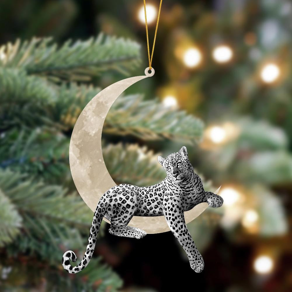 Leopard Sits On The Moon Hanging Flat Acrylic Ornament
