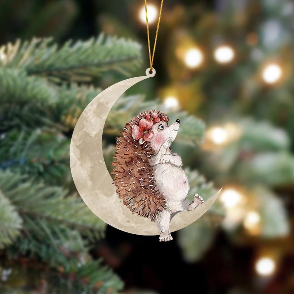 Hedgehog Sits On The Moon Hanging Flat Acrylic Ornament