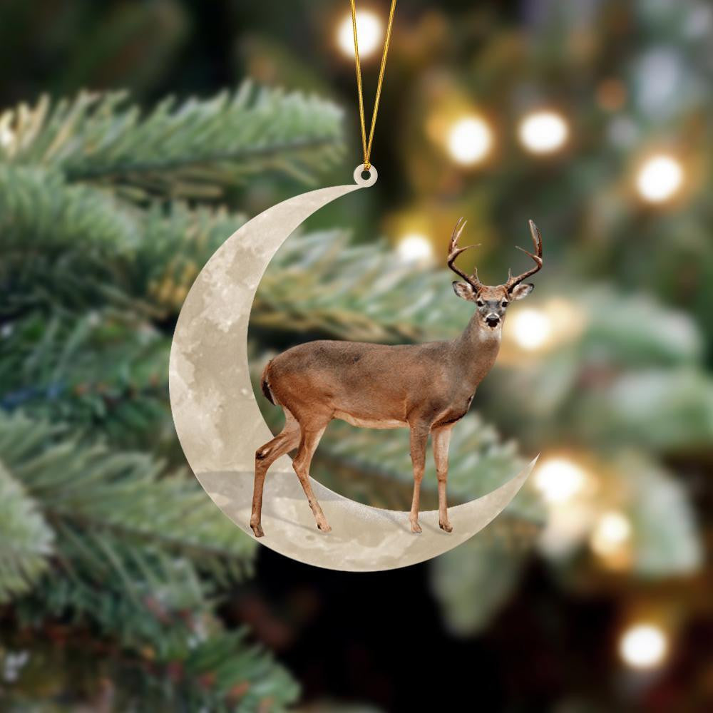 Deer Sits On The Moon Hanging Flat Acrylic Ornament