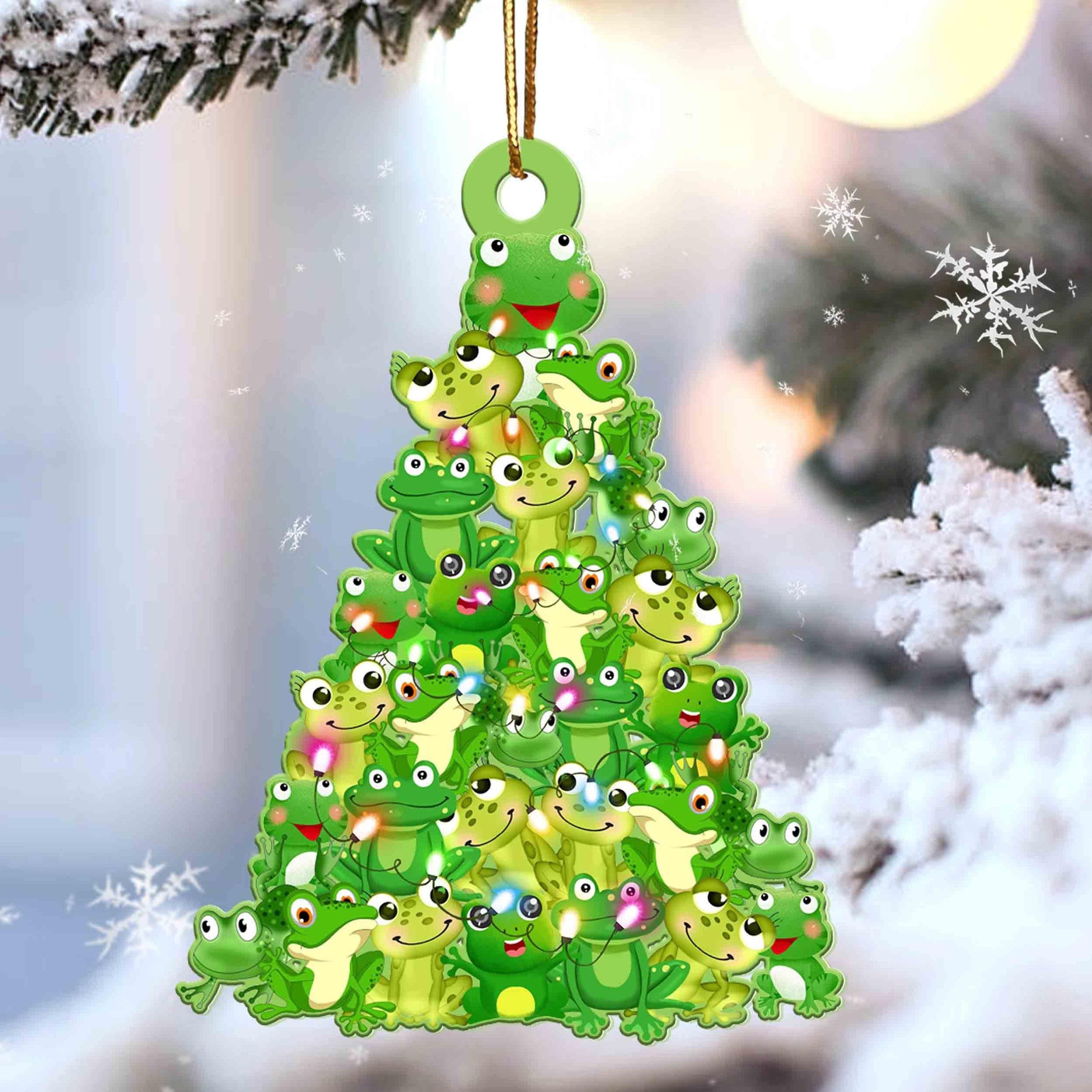 Frog Christmas Tree Shaped Acrylic Ornament For Frog Lovers