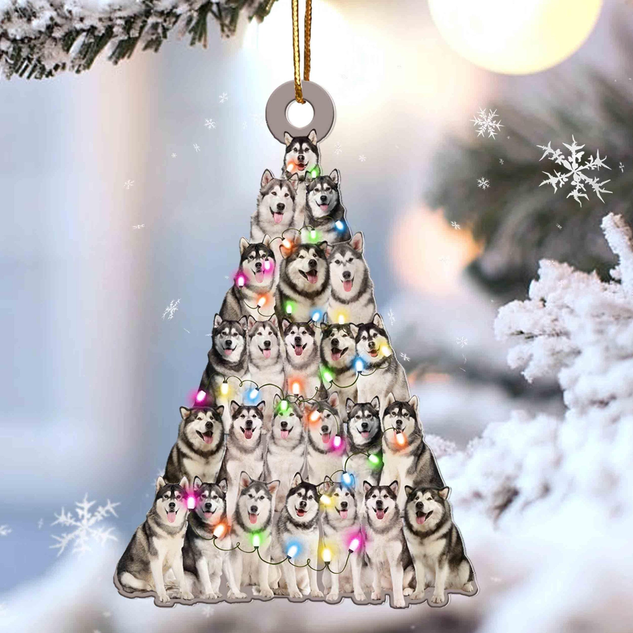 Alaskan Malamute Christmas Tree Shaped Acrylic Ornament For Alaskan Malamute Lovers