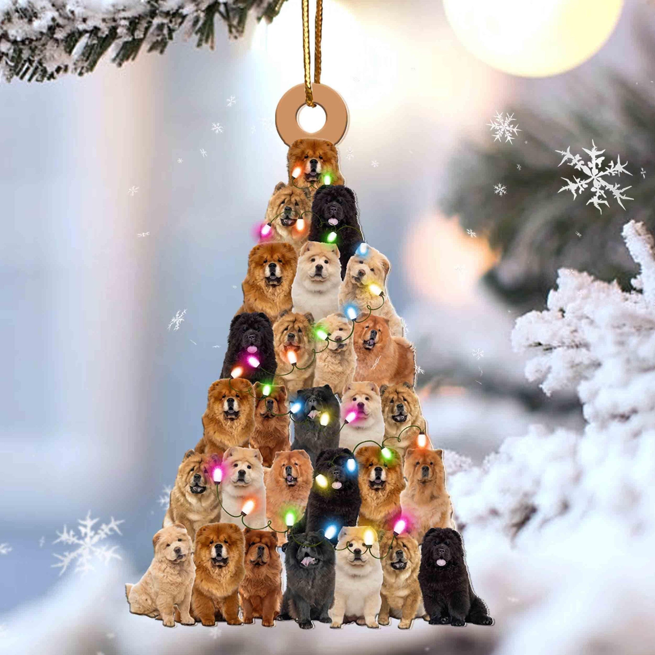 Chow Chow Christmas Tree Shaped Acrylic Ornament For Chow Chow Lovers