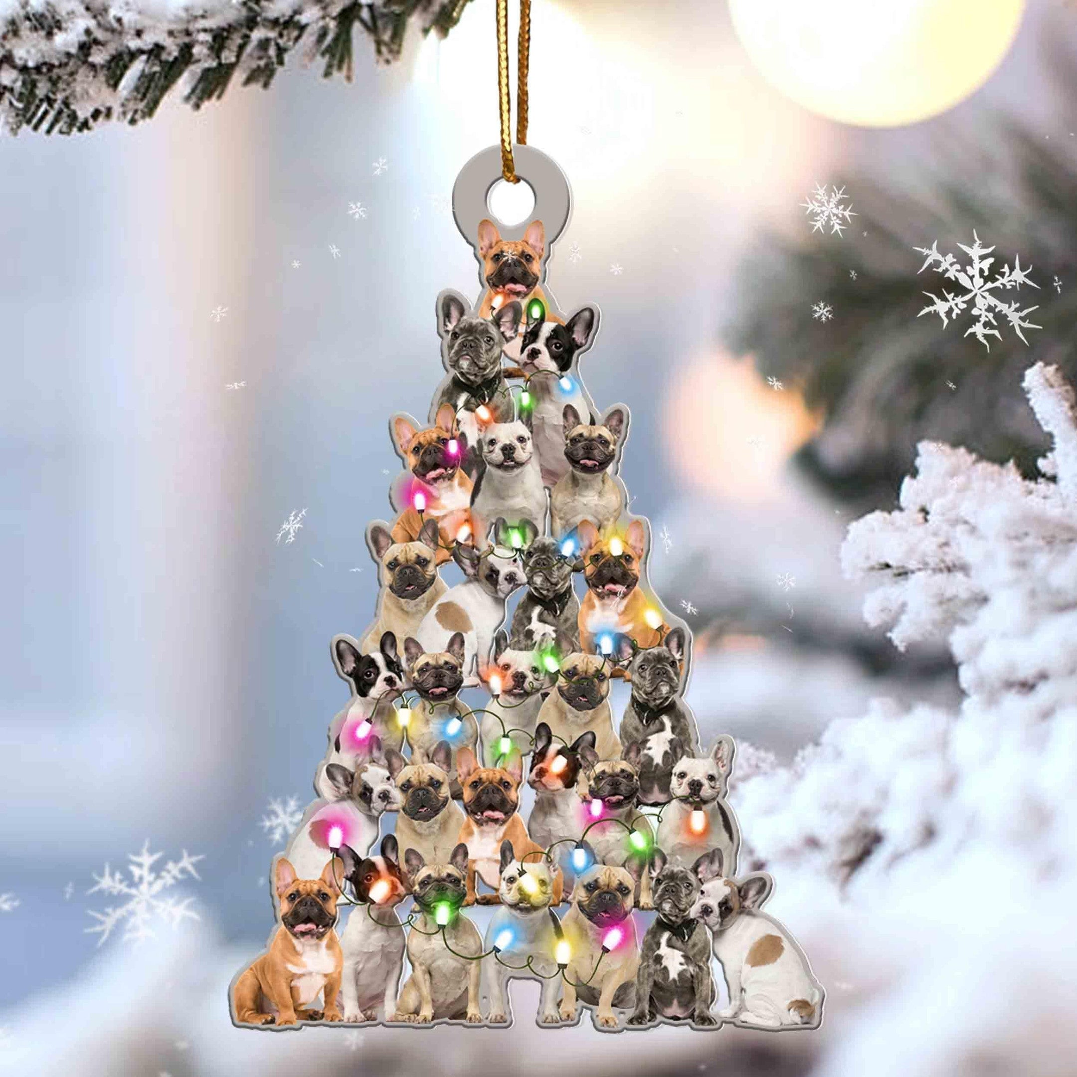 French Bulldog Christmas Tree Shaped Ornament For French Bulldog Lover Custom Acrylic Ornament For Dog Mom
