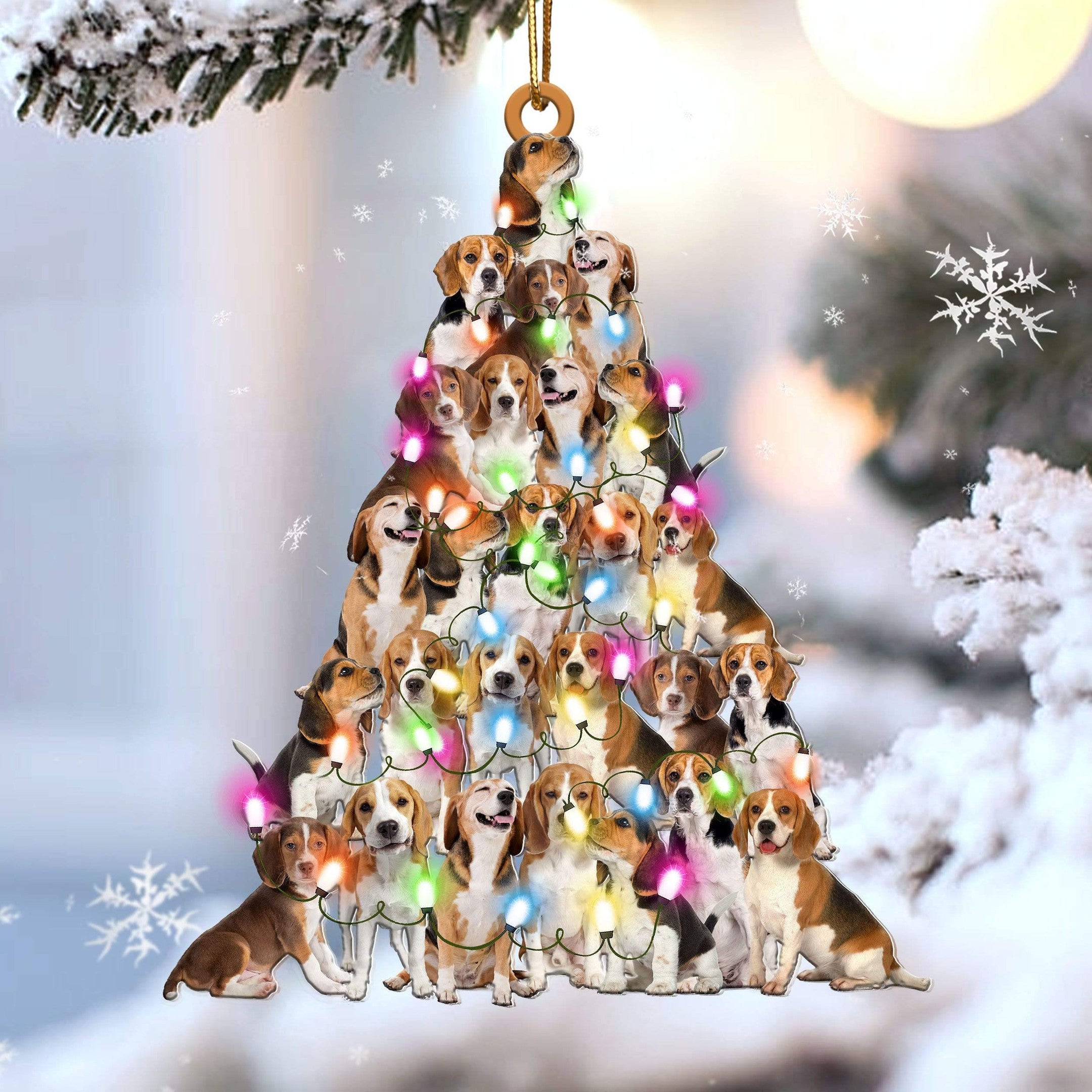 Beagle Christmas Tree Shaped Ornament For Beagle Lover Custom Acrylic Ornament For Dog Mom