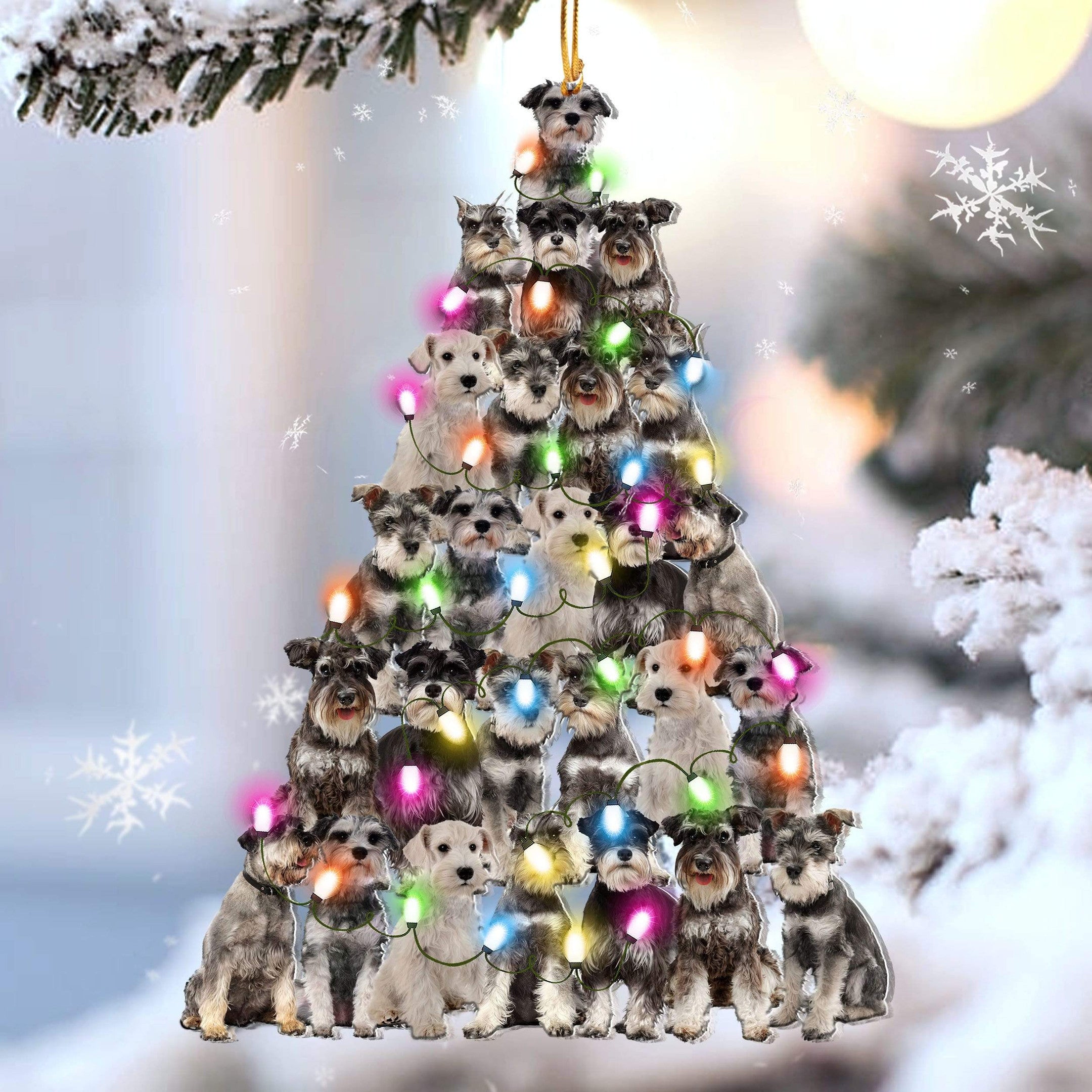 Schnauzer Christmas Tree Shaped Ornament For Schnauzer Lover Custom Acrylic Ornament For Dog Mom