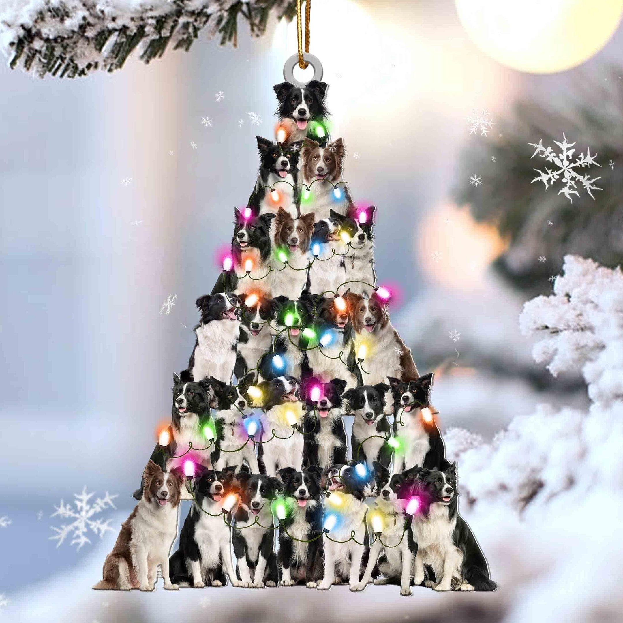 Border Collie Christmas Tree Shaped Ornament For Border Collie Lovers