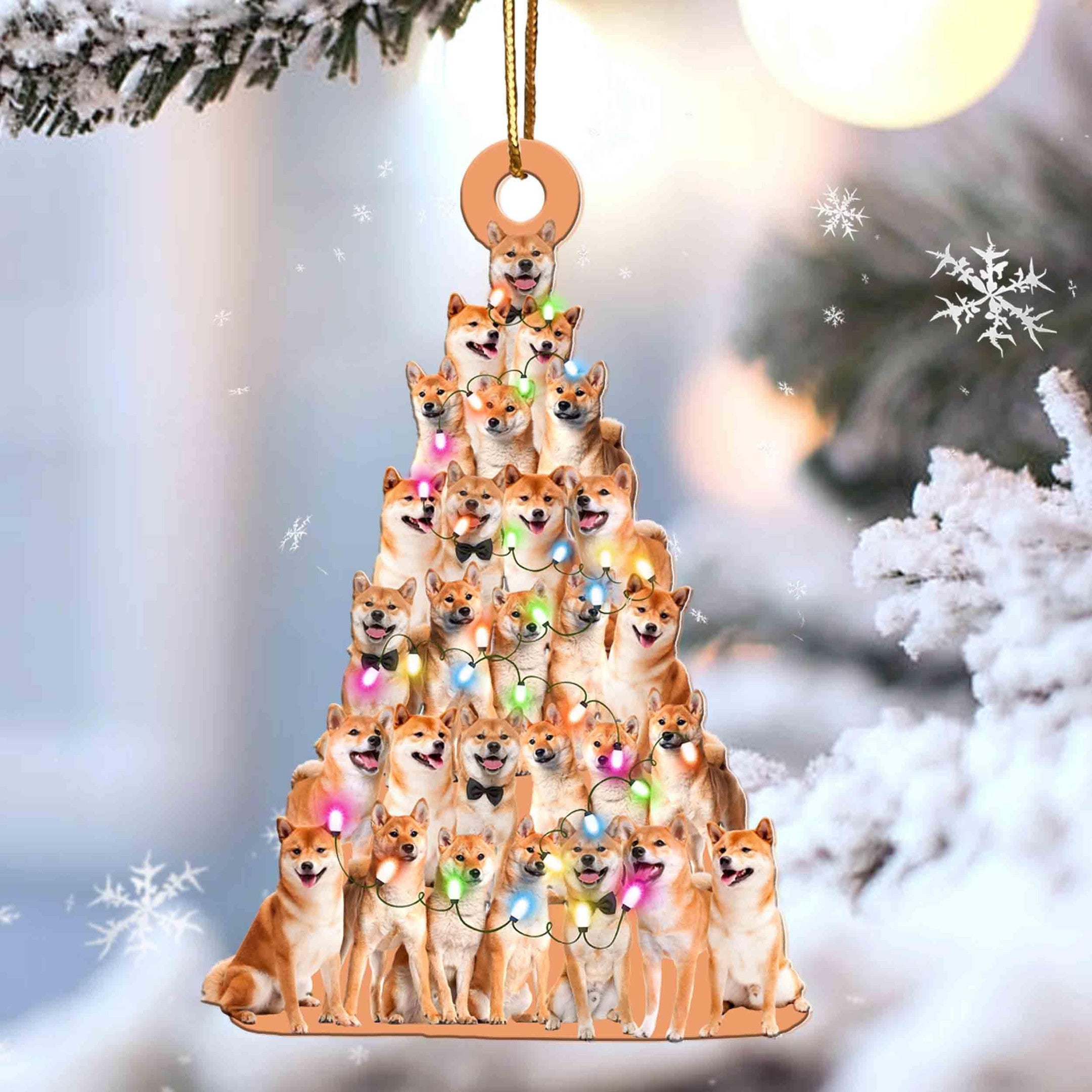 Shiba Inu Christmas Tree Shaped Acrylic Ornament For Shiba Inu Lovers