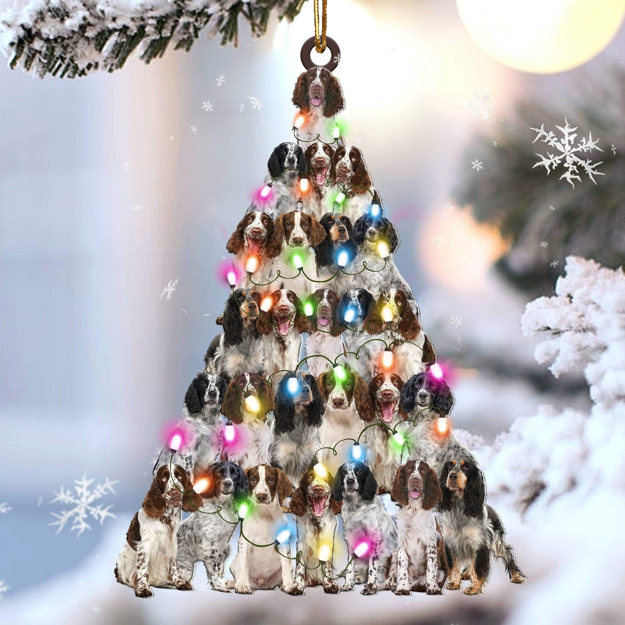 English Springer Spaniel Christmas Tree Shaped Ornament For English Springer Spaniel Lover Custom Acrylic Ornament For Dog Mom