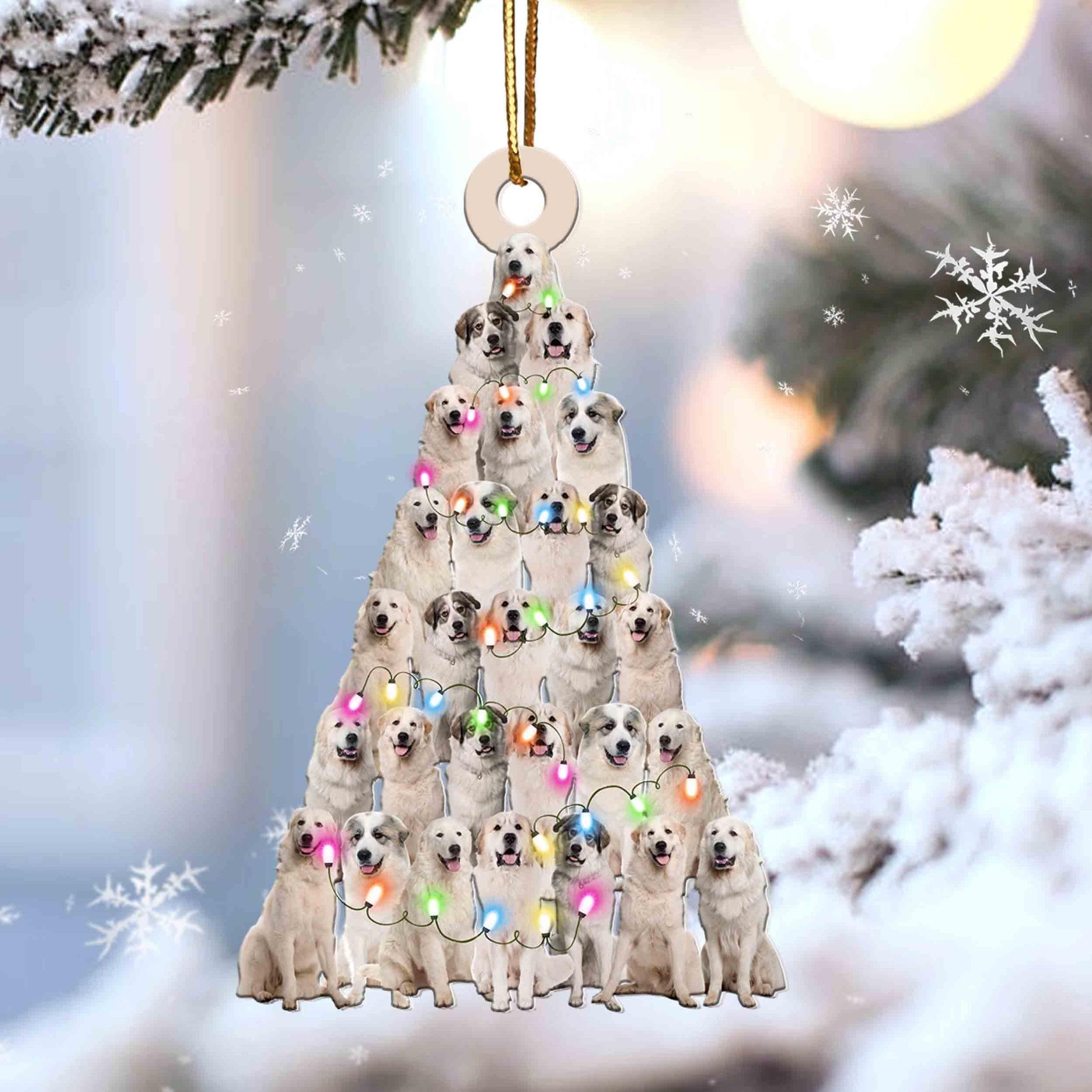 Great Pyrenees Christmas Tree Shaped Acrylic Ornament For Great Pyrenees Lovers