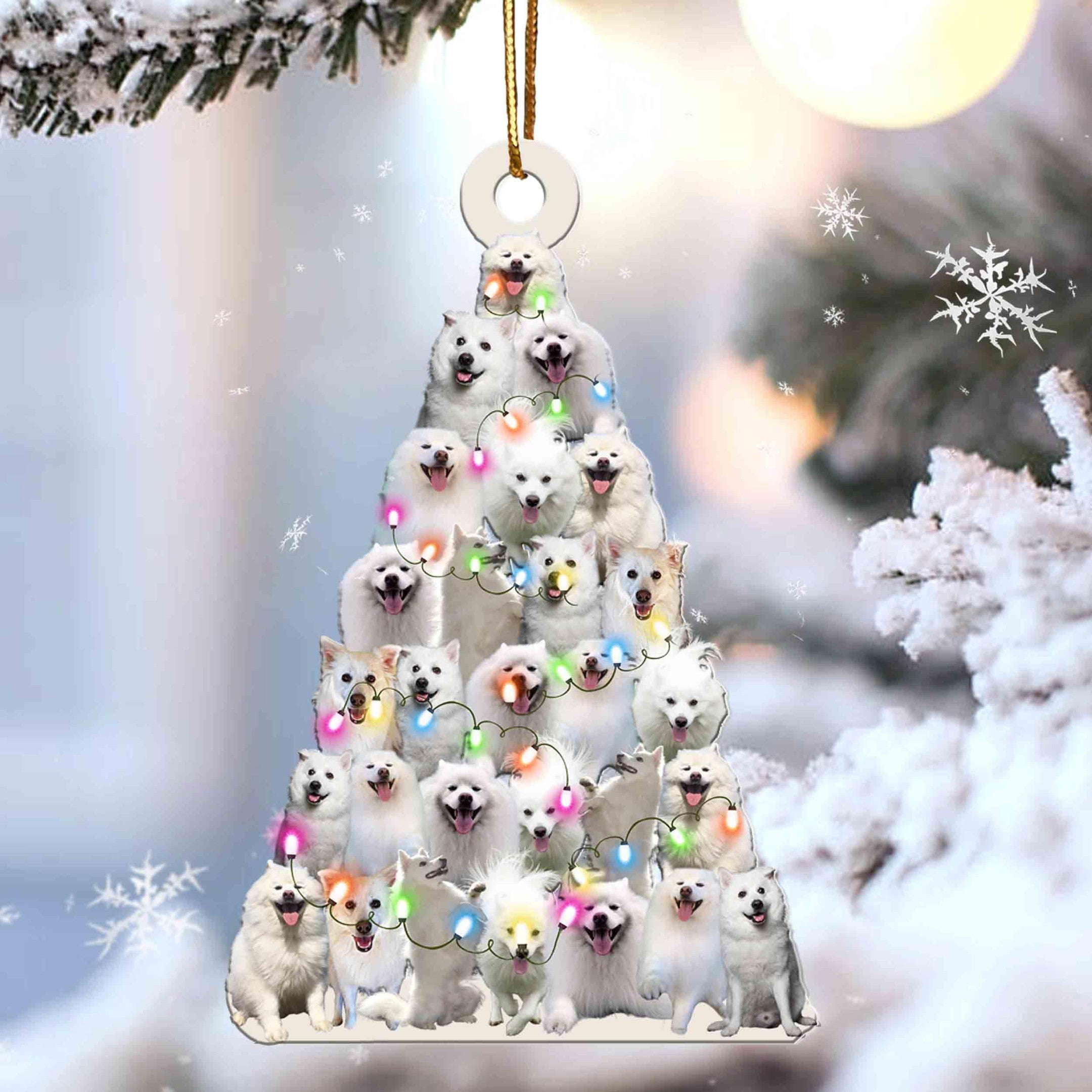American Eskimo Christmas Tree Shaped Acrylic Ornament For American Eskimo Lovers