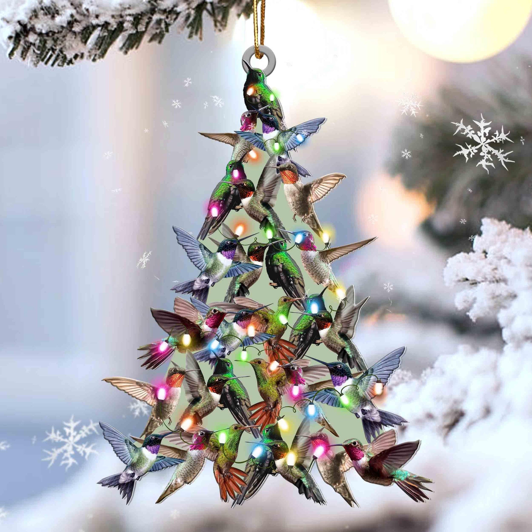 Hummingbird Christmas Tree Shaped Acrylic Ornament For Hummingbird Lovers
