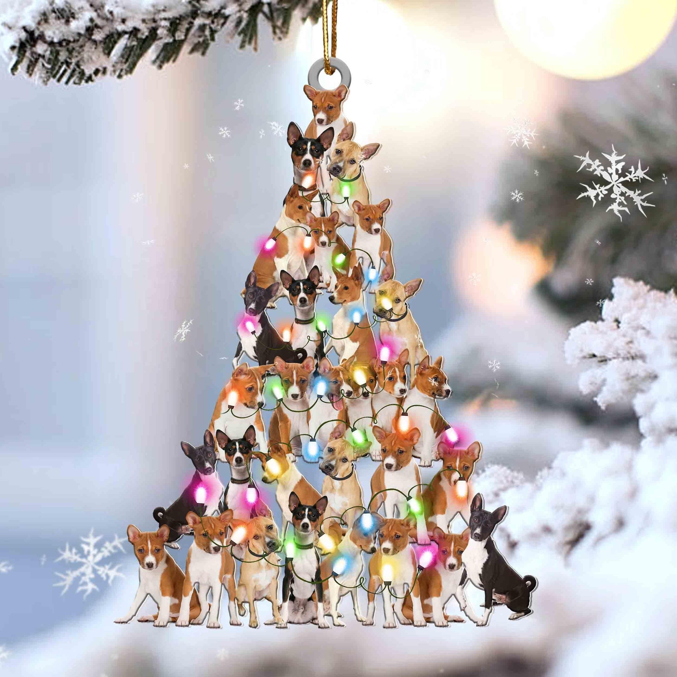 Basenji Christmas Tree Shaped Acrylic Ornament For Basenji Lovers