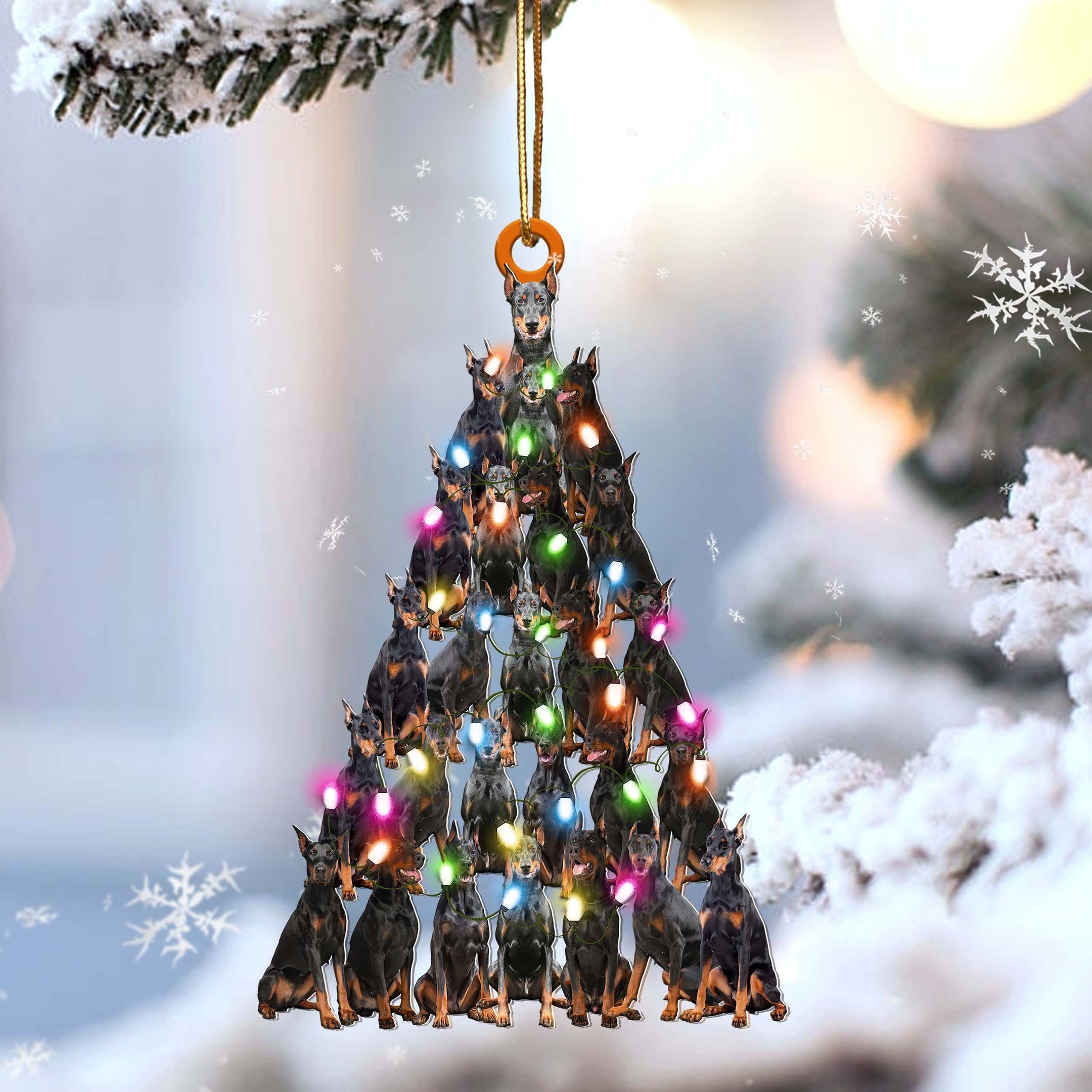 Doberman Pinscher Christmas Tree Shaped Acrylic Ornament For Doberman Pinscher Lovers