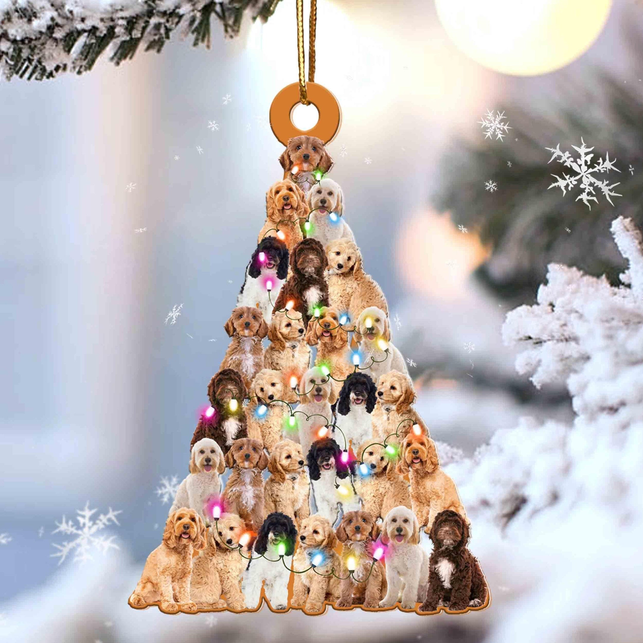 Cockapoo Christmas Tree Shaped Acrylic Ornament For Cockapoo Lovers