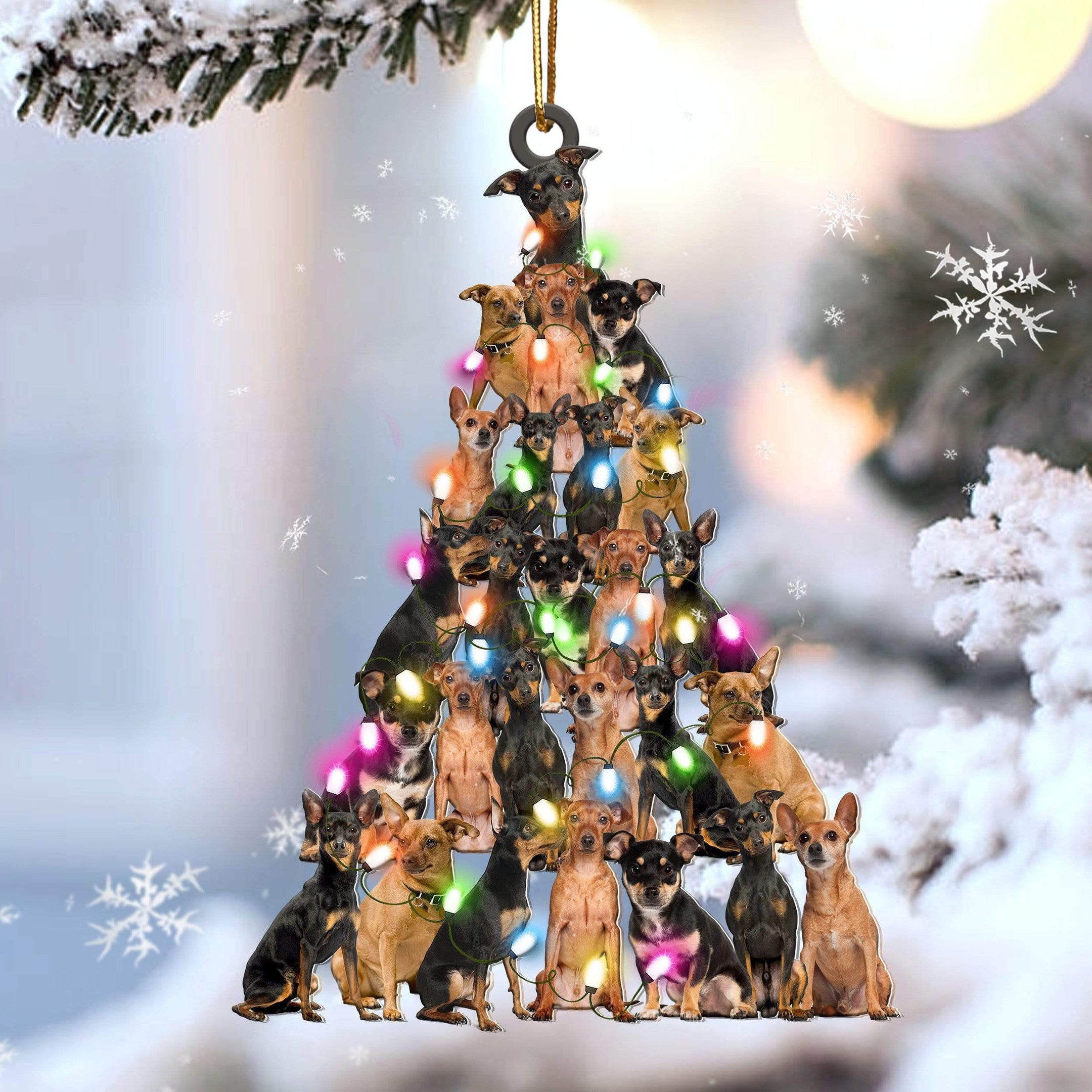 Miniature Pinscher Christmas Tree Shaped Acrylic Ornament For Miniature Pinscher Lovers