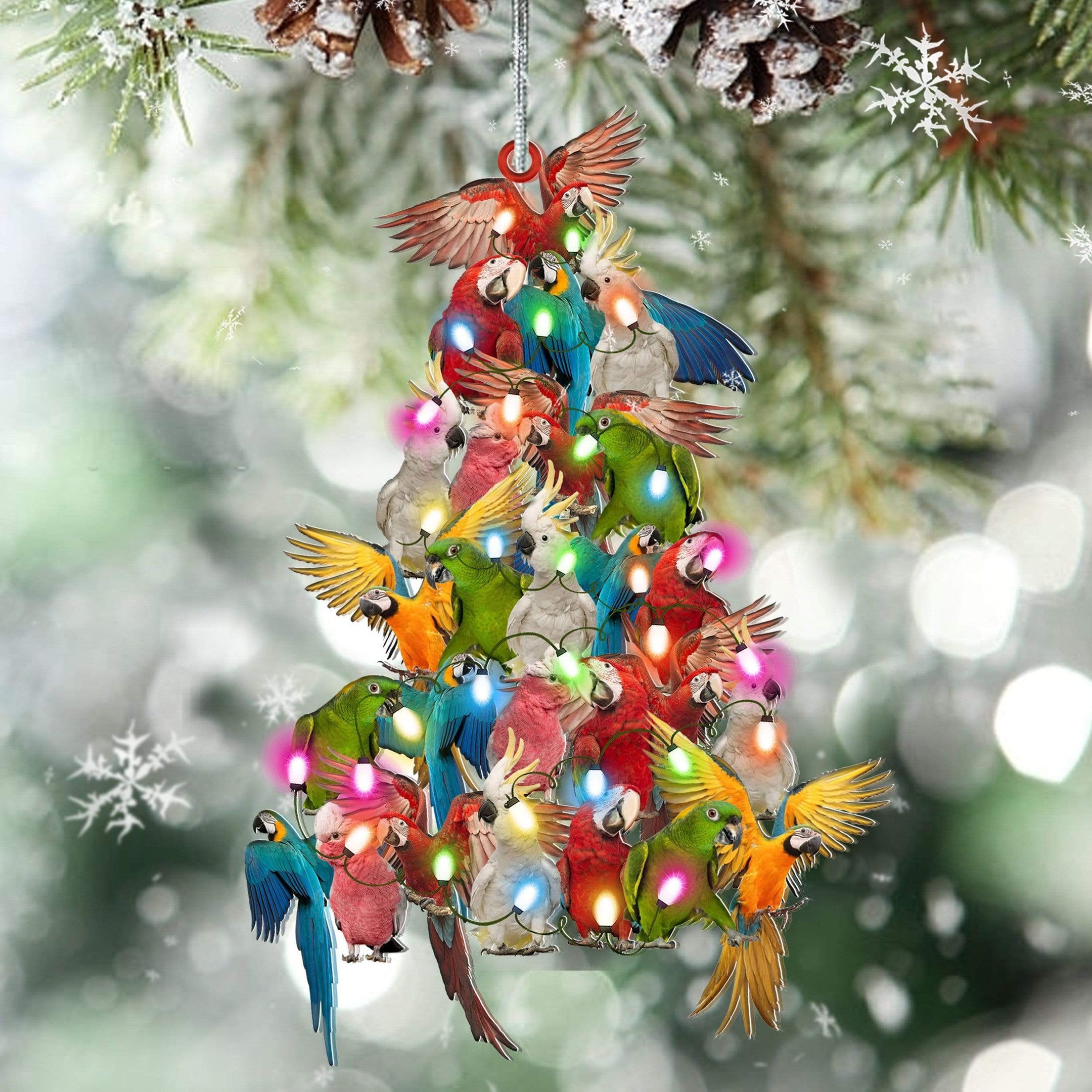 Parrot Christmas Tree Shaped Acrylic Ornament For Parrot Lovers
