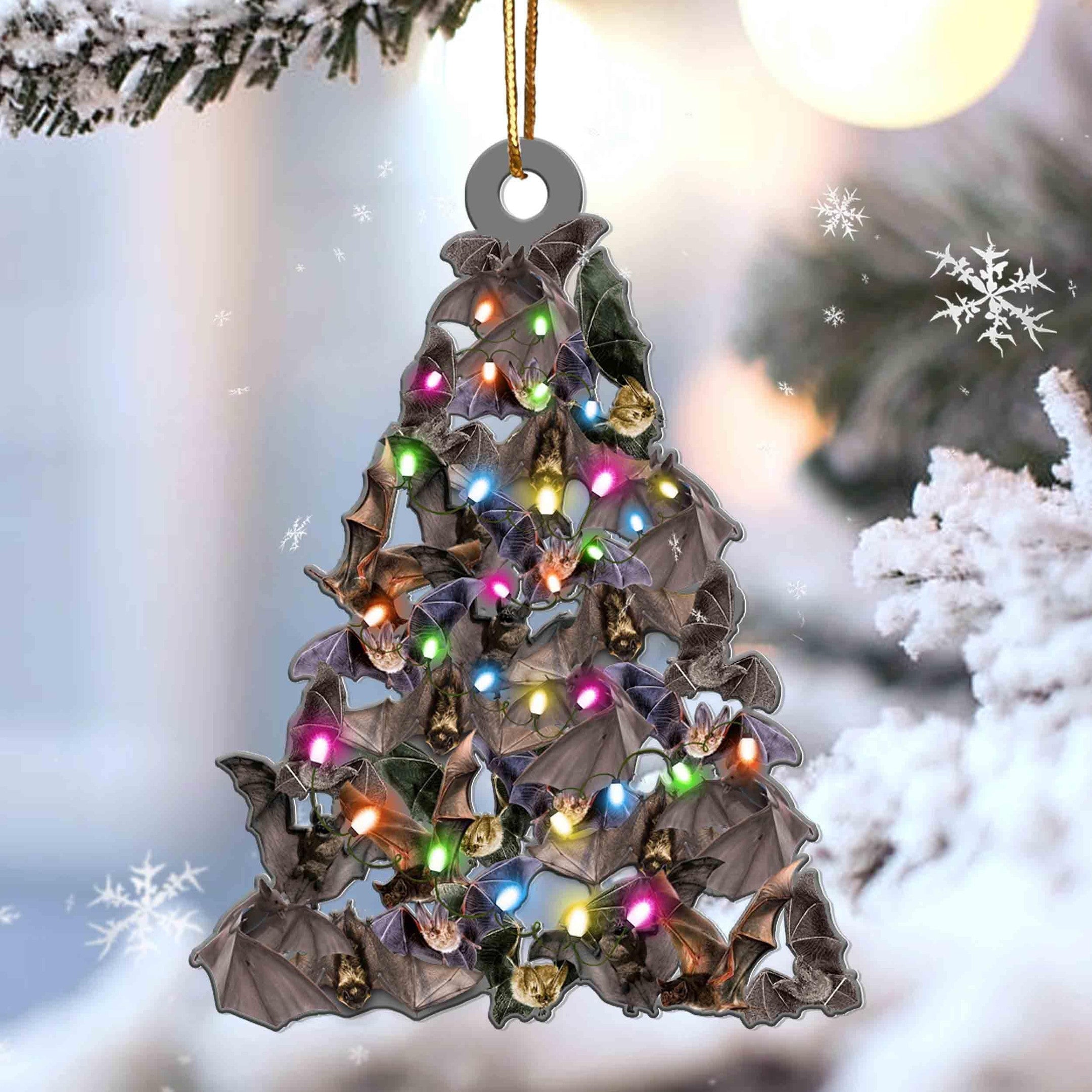 Bat Christmas Tree Shaped Acrylic Ornament For Bat Lovers