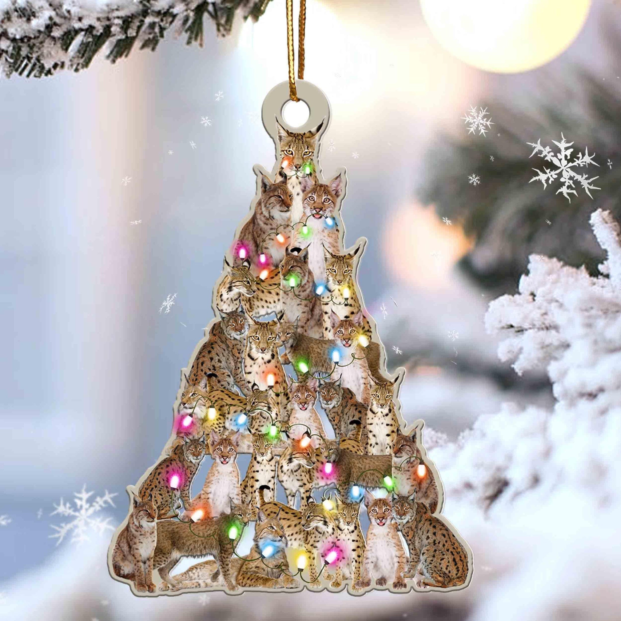 Lynx Christmas Tree Shaped Acrylic Ornament For Lynx Lovers