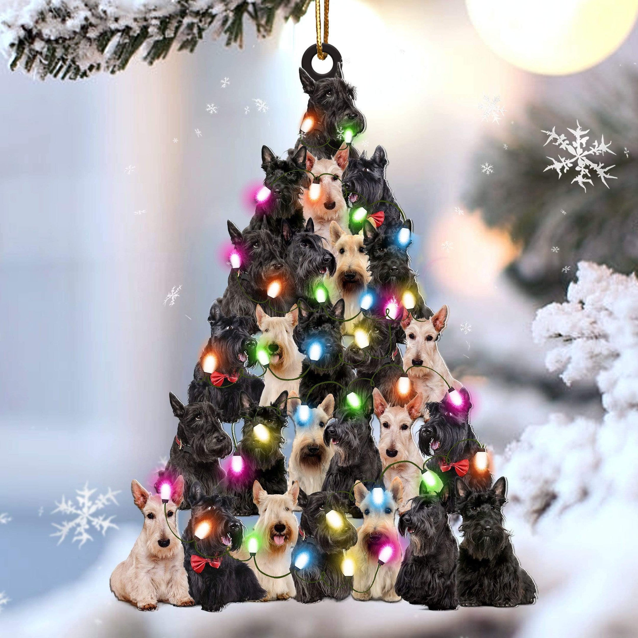 Scottish Terrier Christmas Tree Shaped Acrylic Ornament For Scottish Terrier Lovers