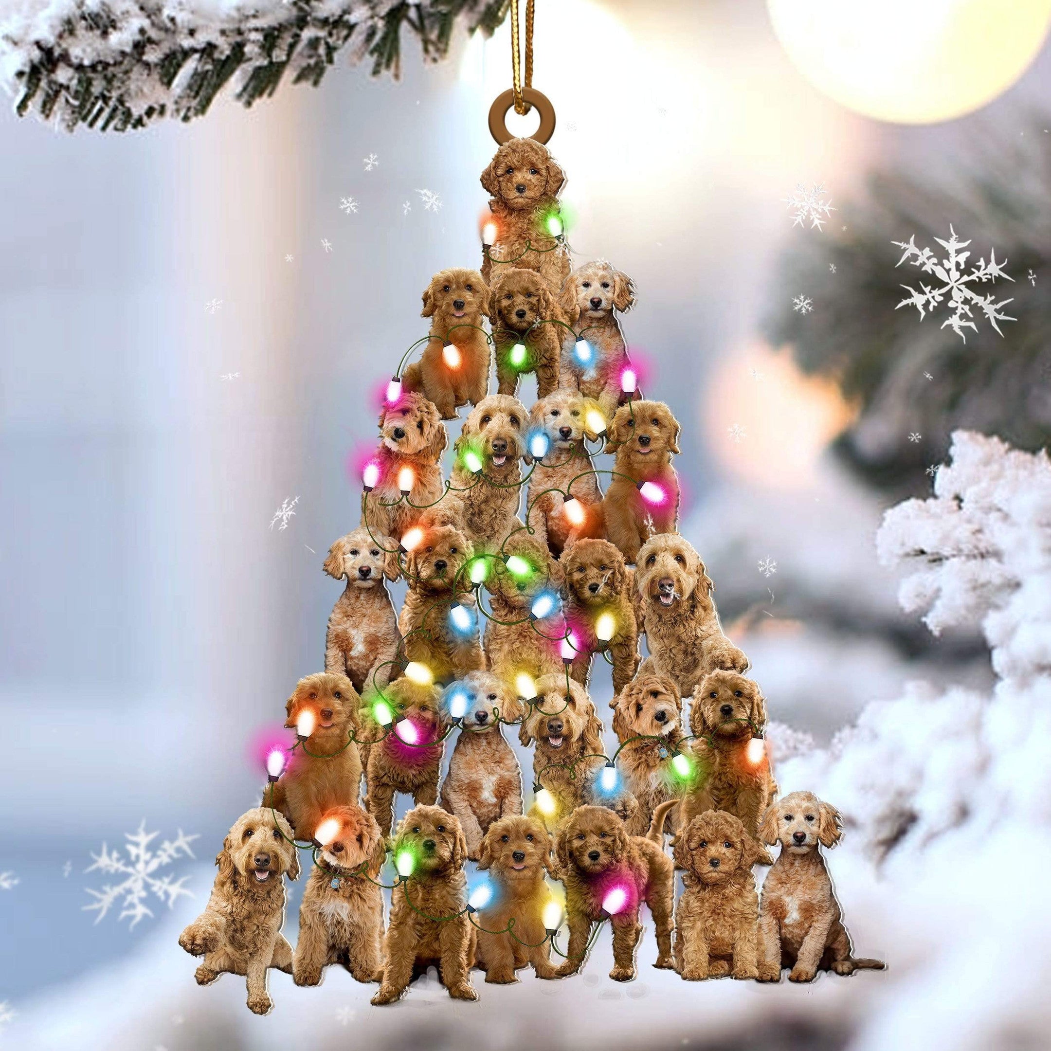 Goldendoodle Christmas Tree Shaped Ornament For Goldendoodle Lover Custom Acrylic Ornament For Dog Mom