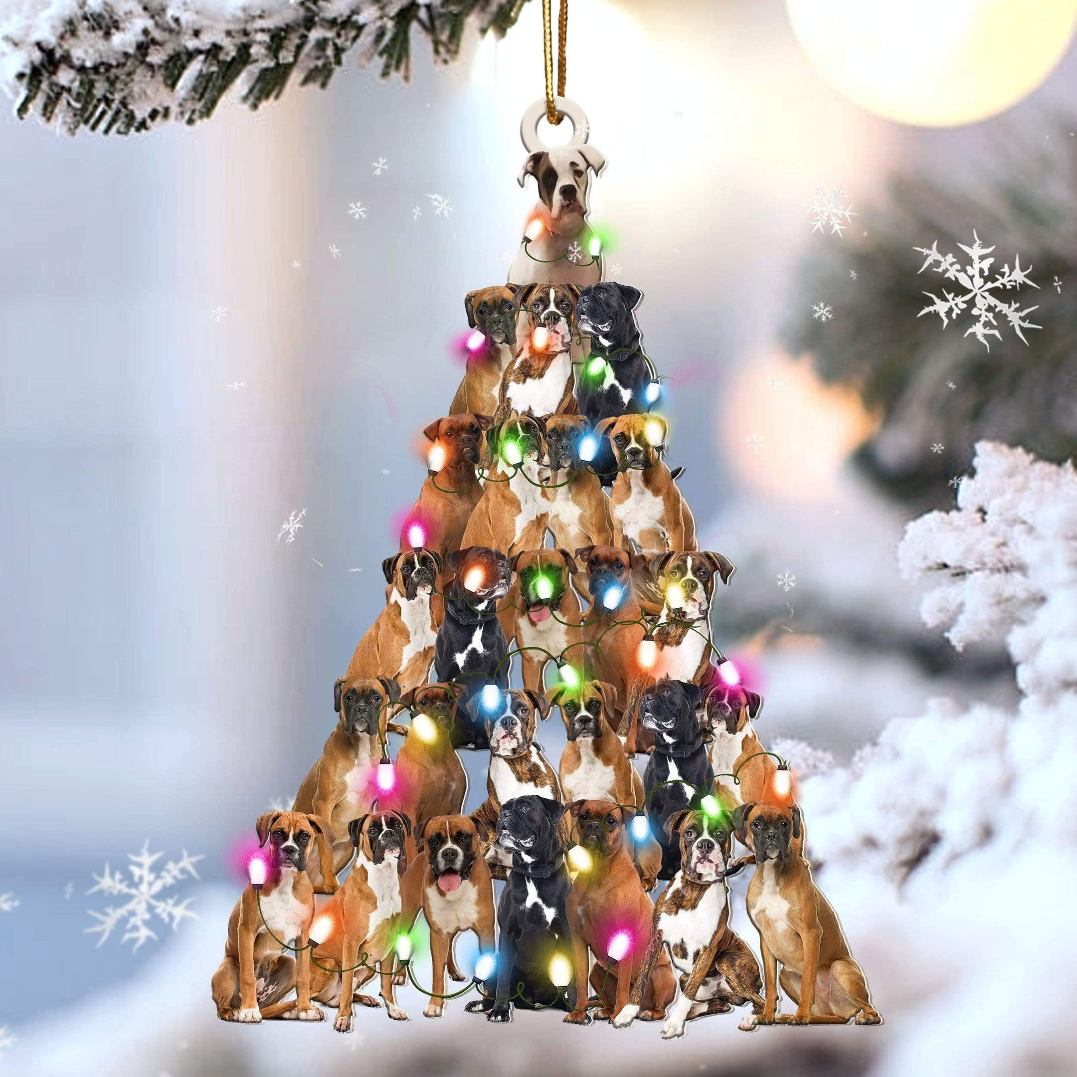 Boxer Christmas Tree Shaped Ornament For Boxer Lover Custom Acrylic Ornament For Dog Mom