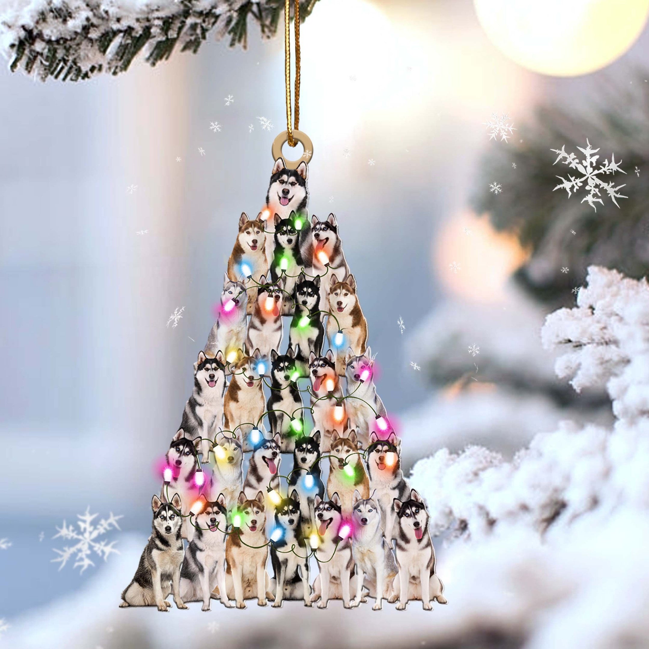 Siberian Husky Christmas Tree Shaped Ornament For Siberian Husky Dog Mom