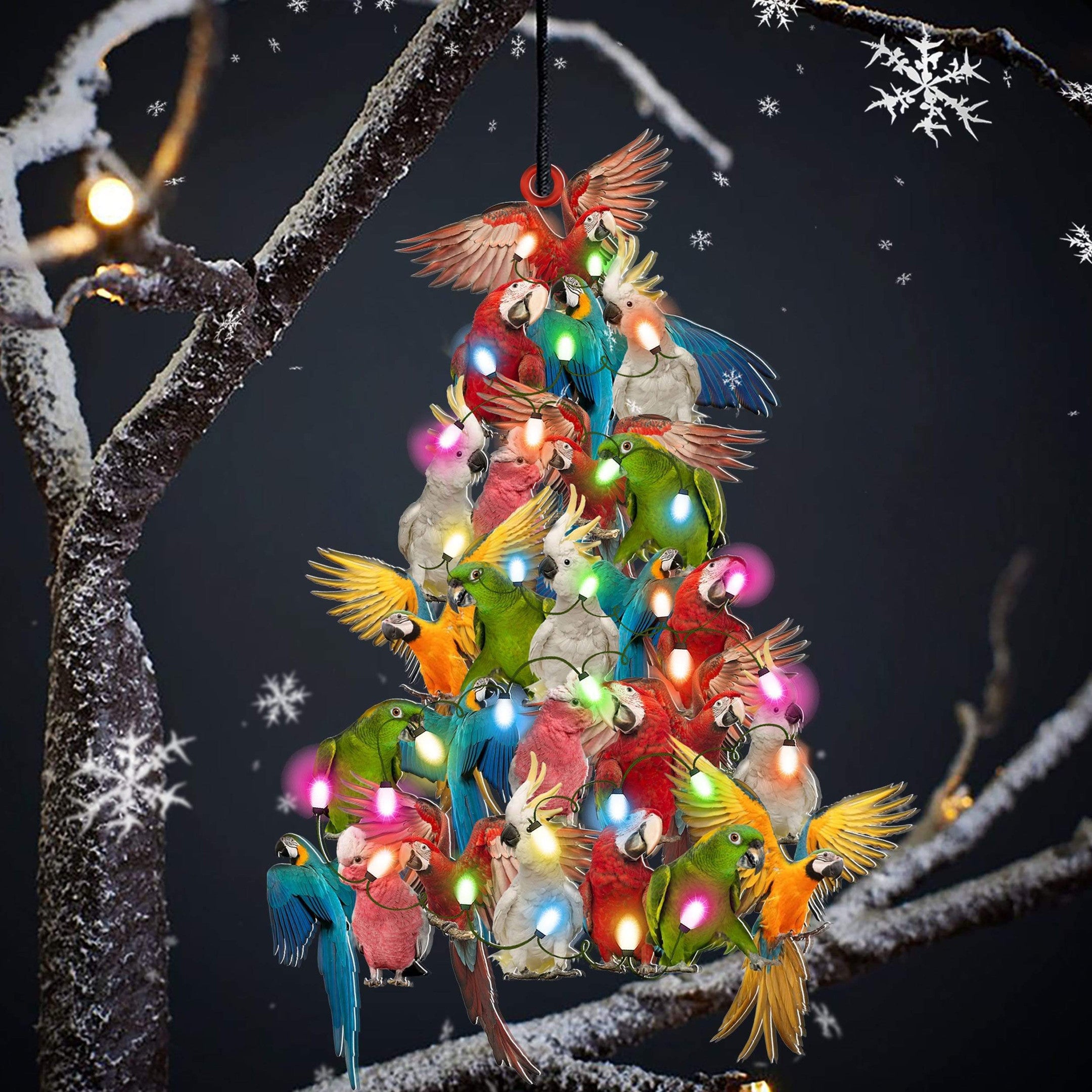 Parrot Christmas Tree Shaped Acrylic Ornament For Parrot Lovers
