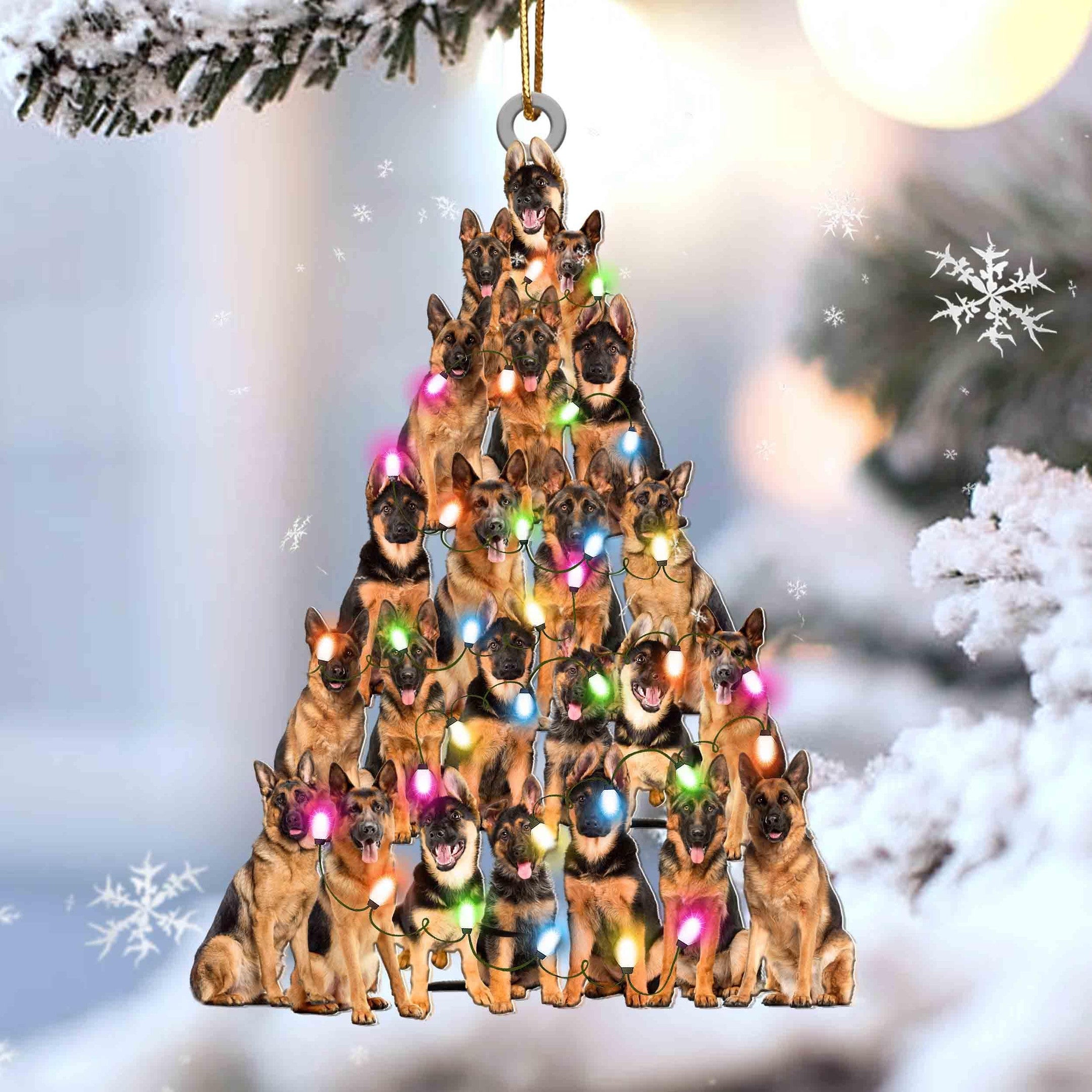 German Shepherd Christmas Tree Shaped Ornament For German Shepherd Lover Custom Acrylic Ornament For Dog Mom