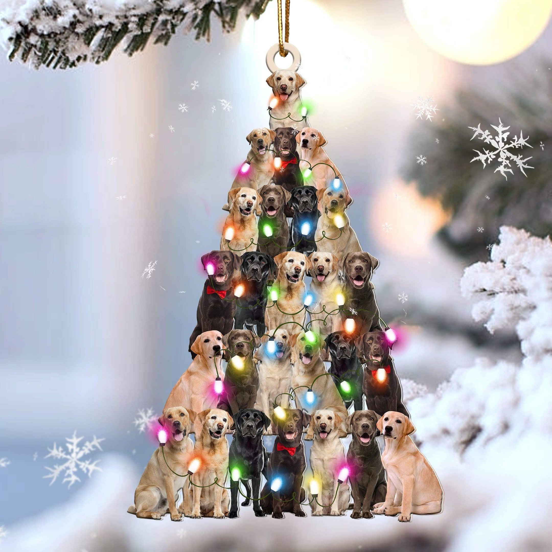 Labrador Retriever Christmas Tree Shaped Ornament For Labrador Retriever Lover Custom Acrylic Ornament For Dog Mom