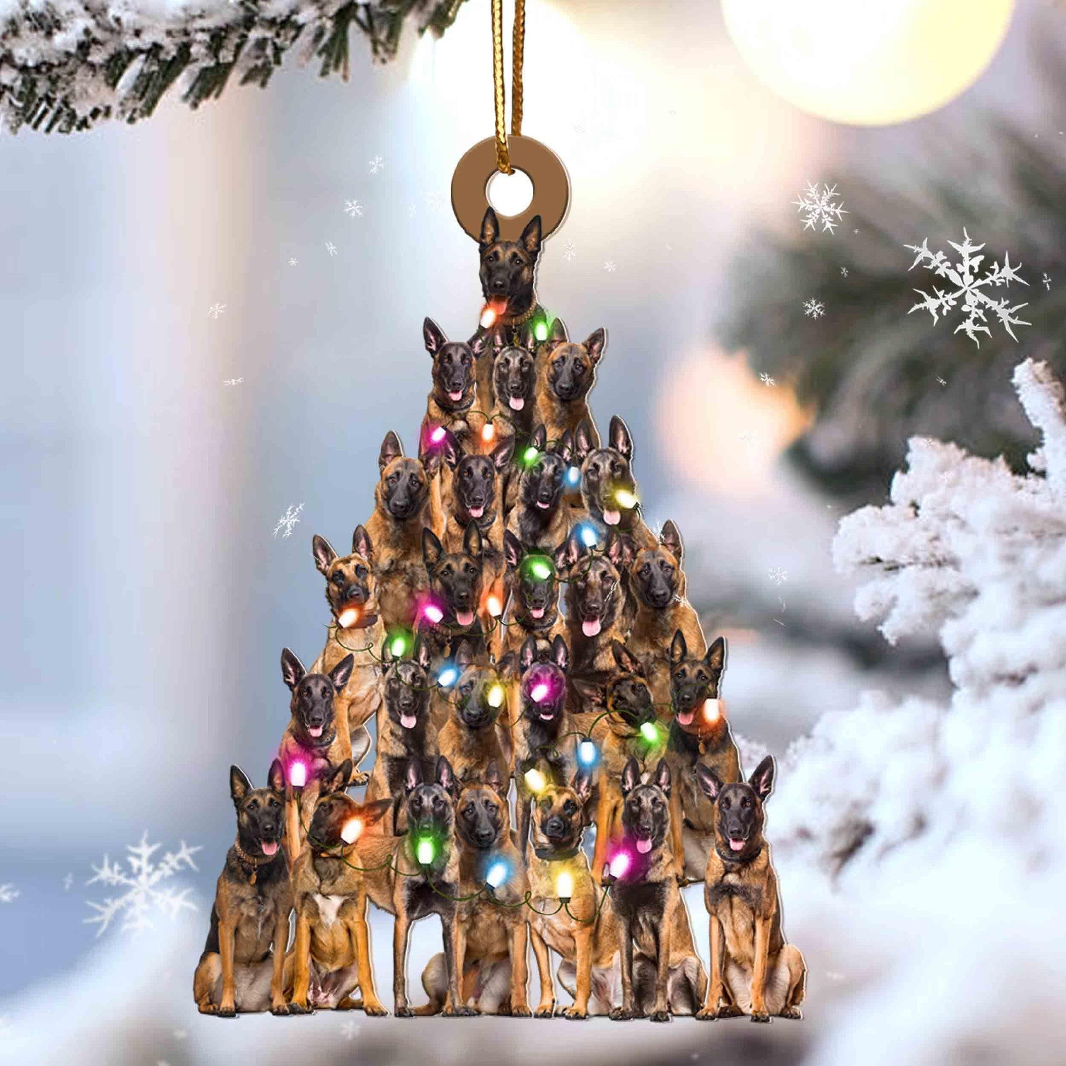 Malinois Christmas Tree Shaped Acrylic Ornament For Malinois Lovers