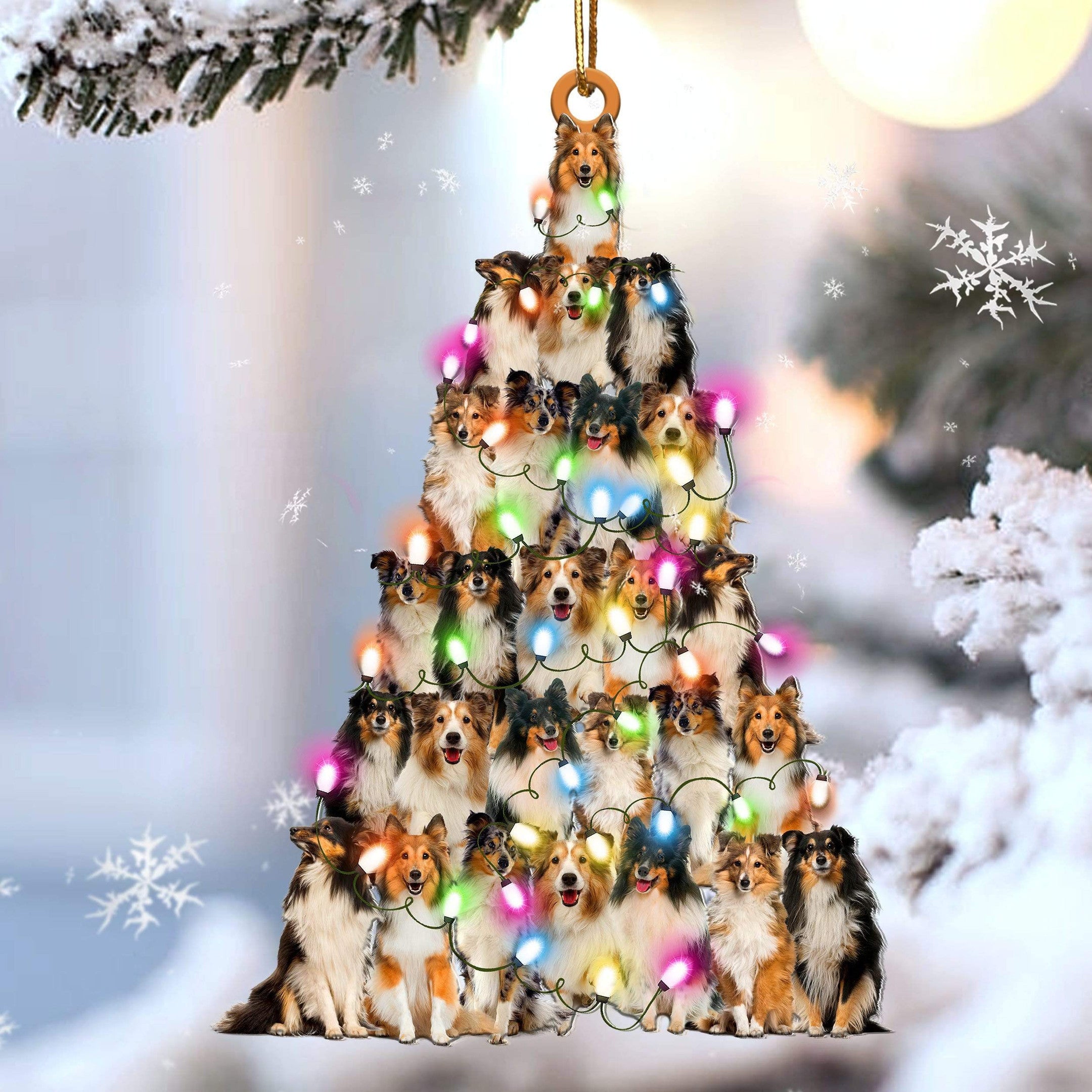 Sheltie Christmas Tree Shaped Ornament For Sheltie Lover Custom Acrylic Ornament For Dog Mom
