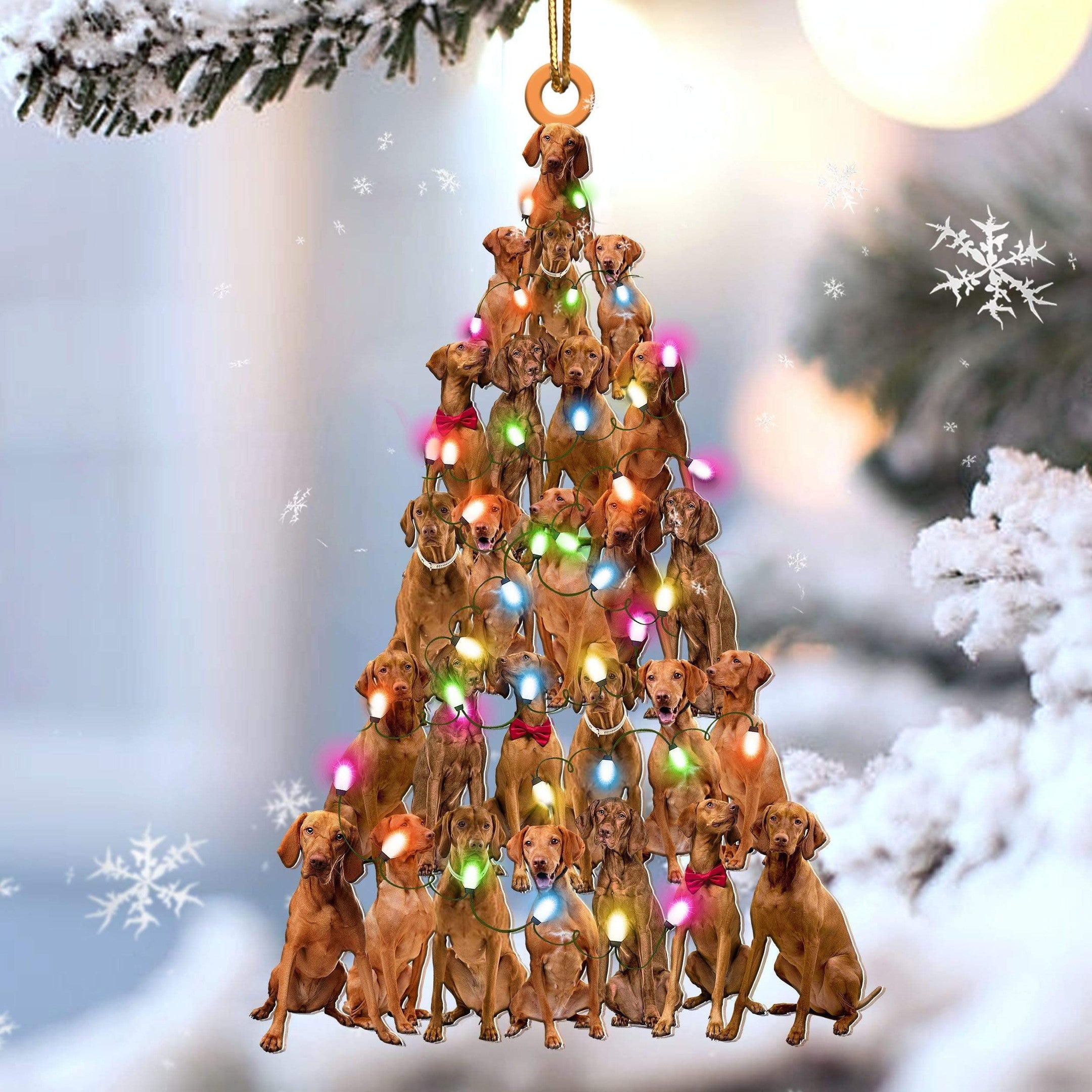 Vizsla Christmas Tree Shaped Acrylic Ornament For Vizsla Lovers