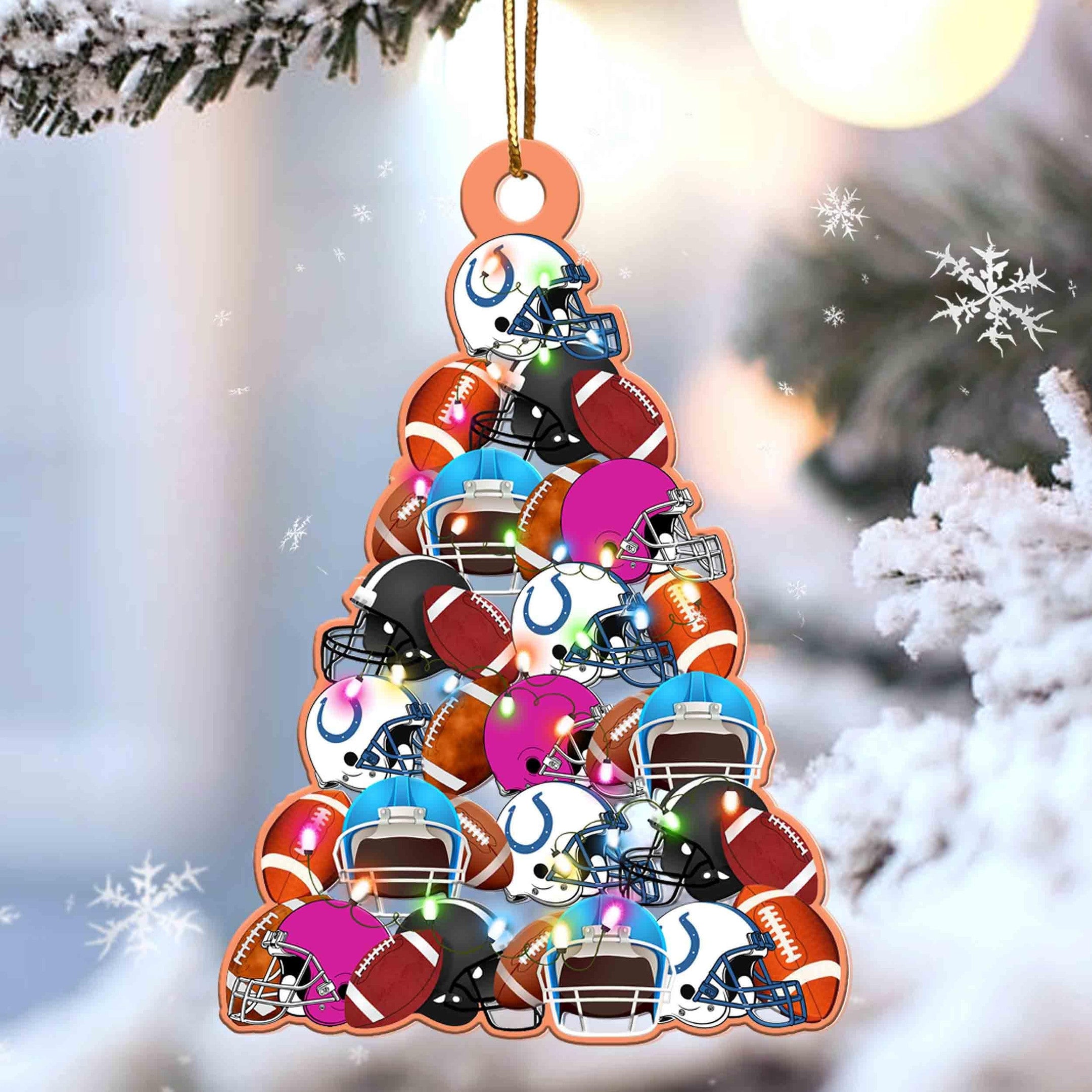 American Football Christmas Tree Shaped Acrylic Ornament For American Football Lovers
