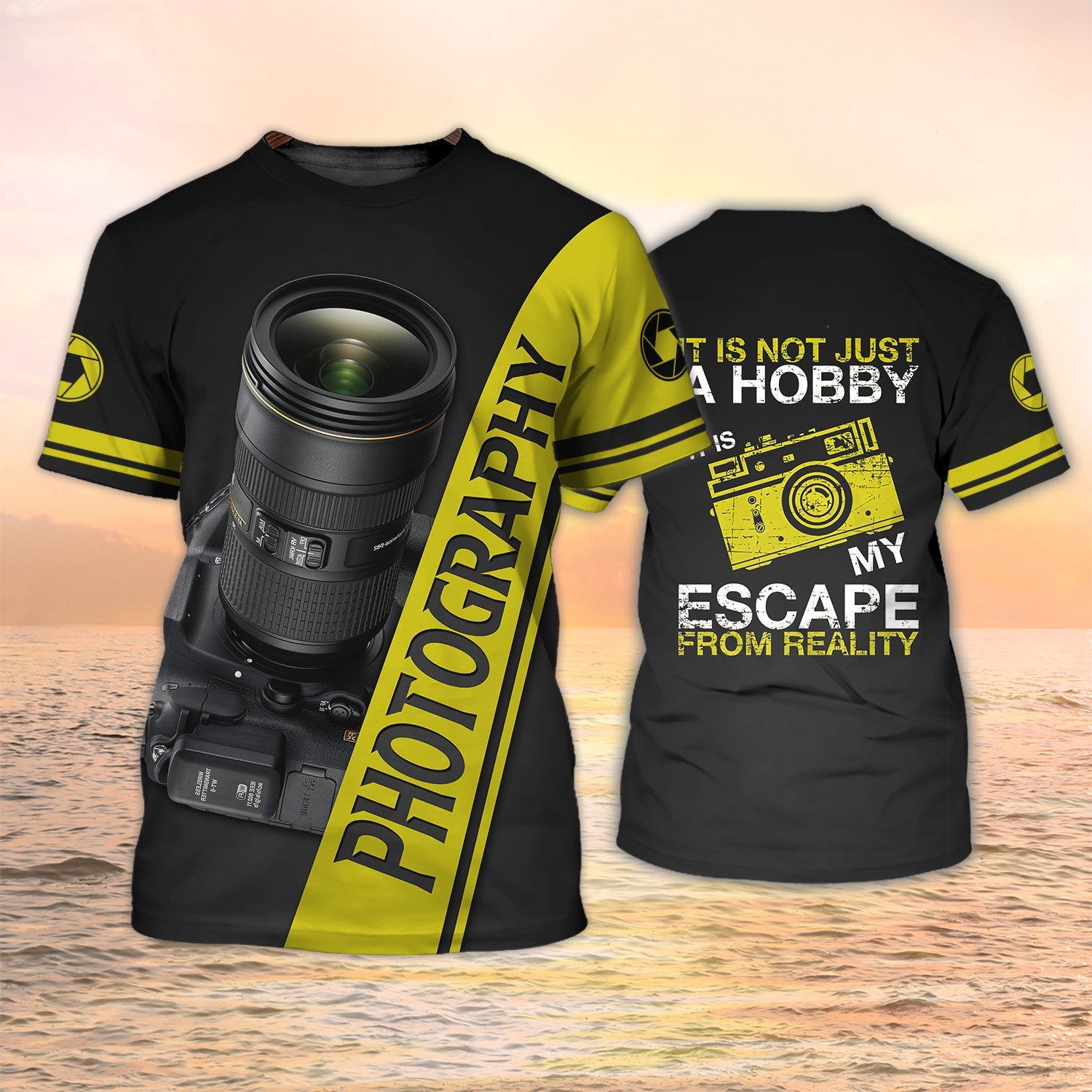 Photography Shirts Photography 3D Tee Shirts It Is My Escape Black And Yellow Gift For Photographer