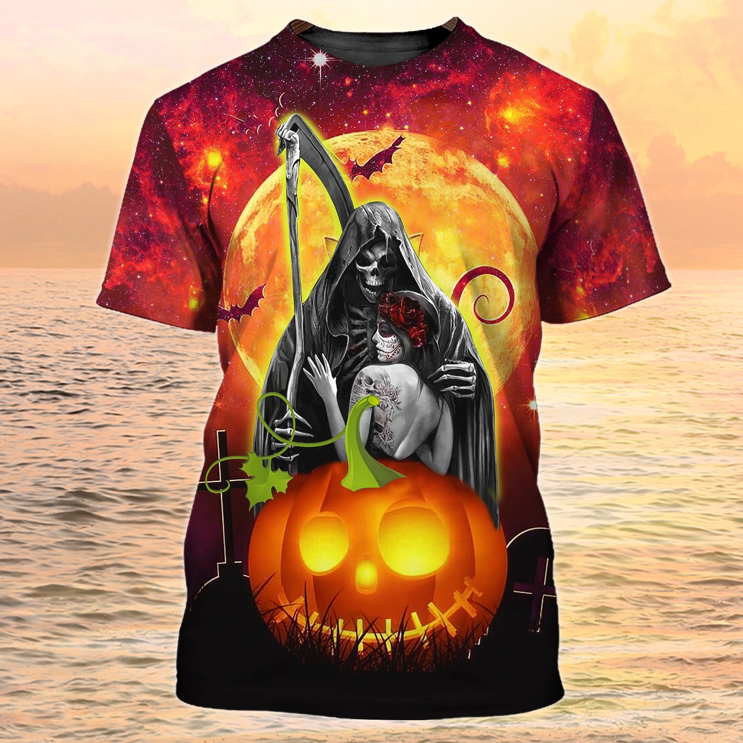 Skull Girl Halloween 3D T Shirt The Death And Girl Halloween Tshirt Men Women
