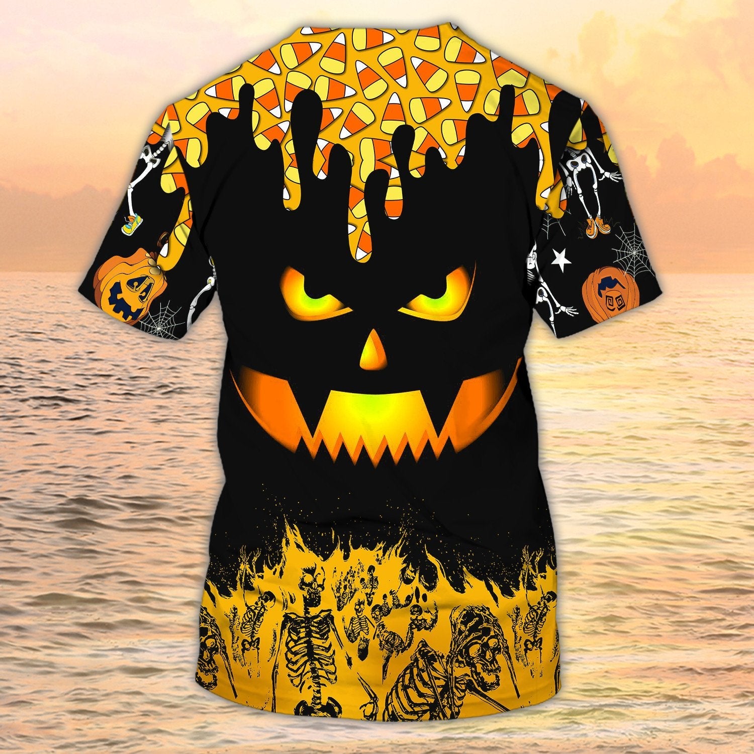 Funny Halloween Shirts Black And Yellow Pumpkin 3D Shirt For Halloween