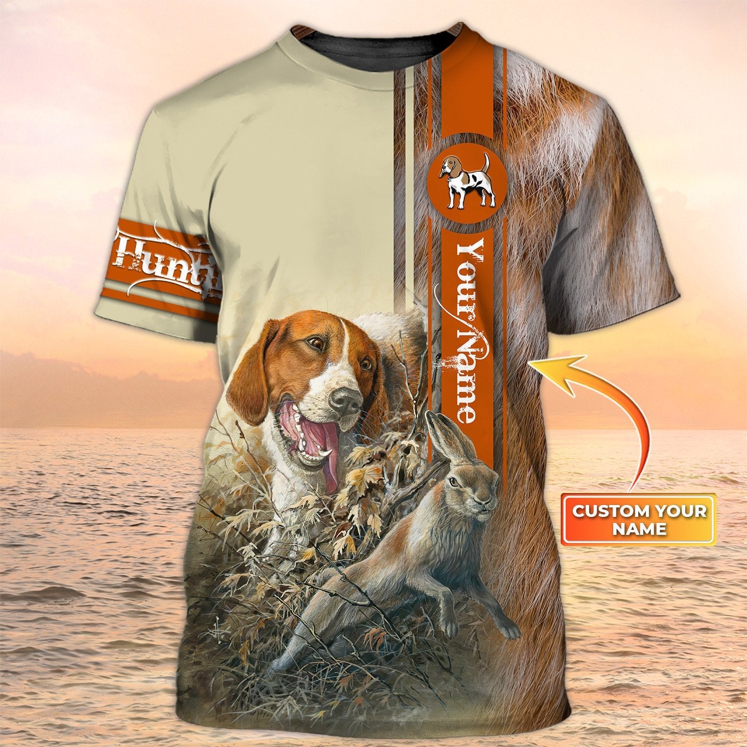 Rabbit Hunting With Beagle Orange Tshirt Shirt/ Beagle Hunting Personalized Name
