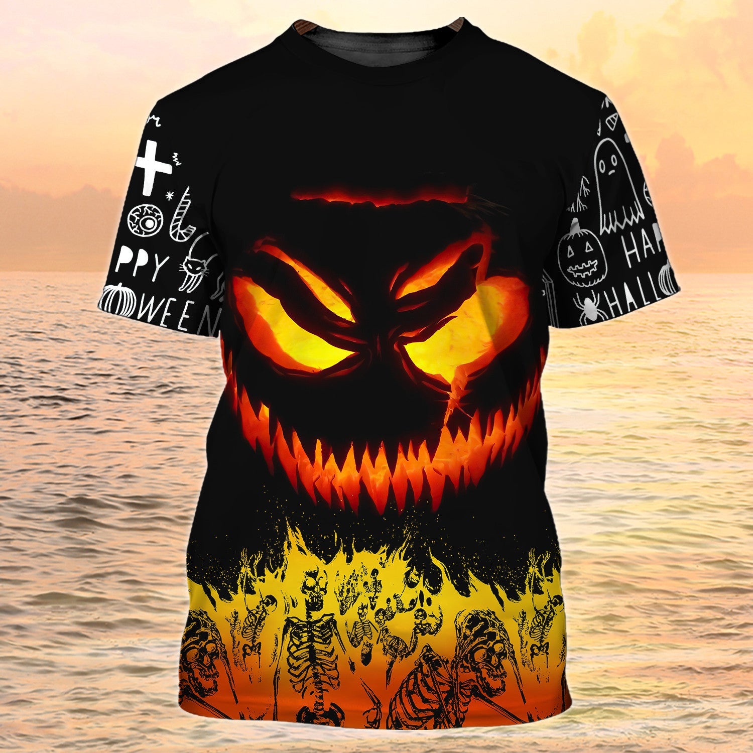 3D All Over Print Black Shirt Halloween Pattern Halloween Skeleton Tshirt Men Women