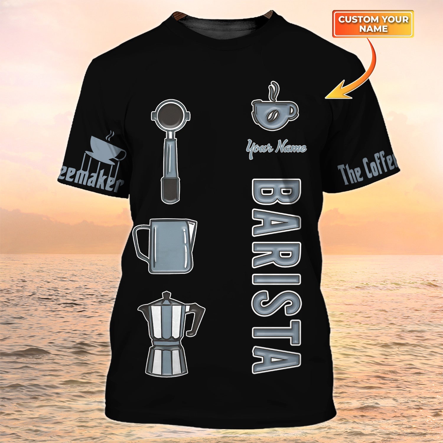 Barista Shirt Coffee Tools Set Print Shirt Coffeemaker Custom Black Tshirt For Barista Men Women